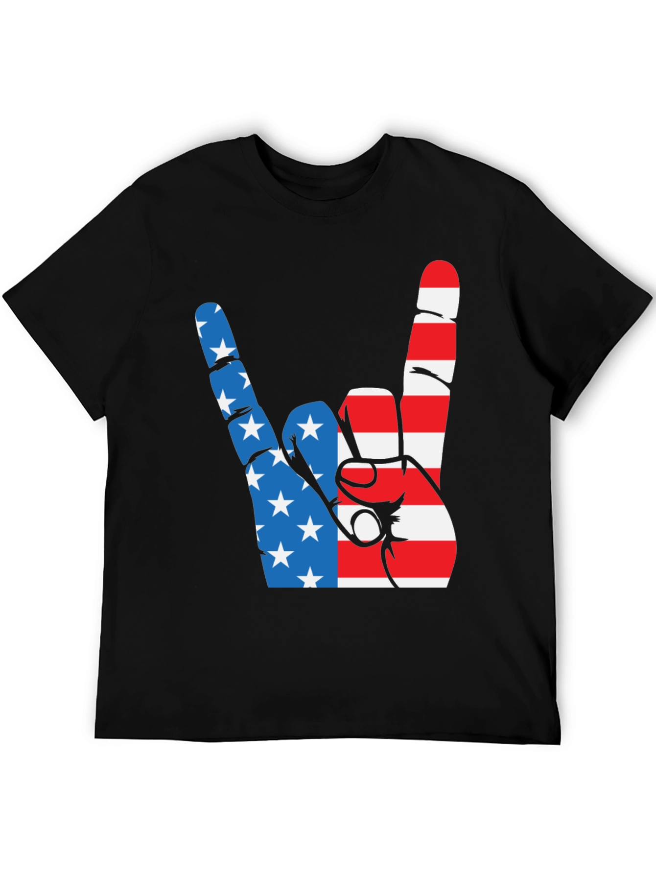 Patriotic Rock On Graphic Tee - USA Hand Sign