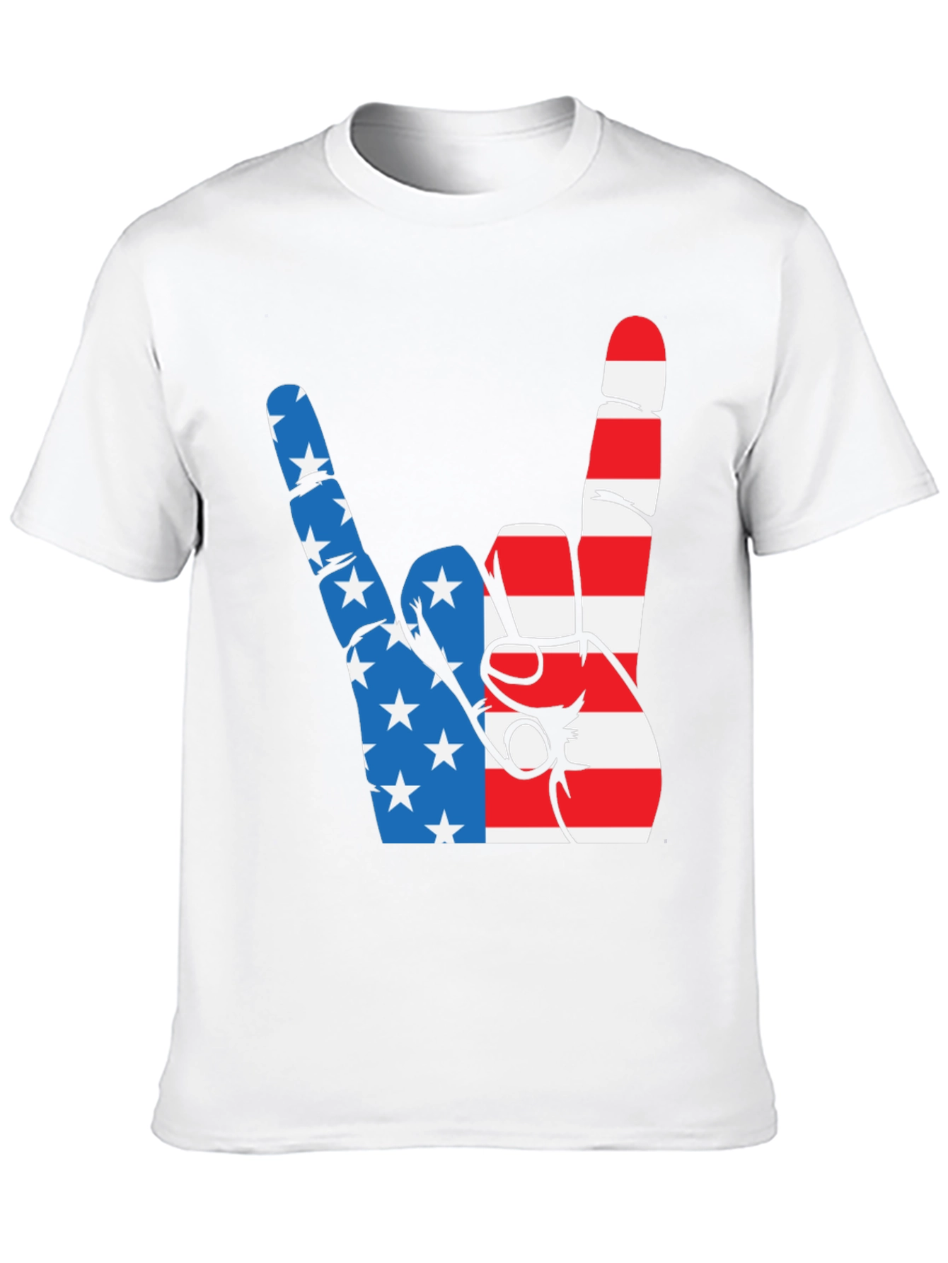 Patriotic Rock On Graphic Tee - USA Hand Sign