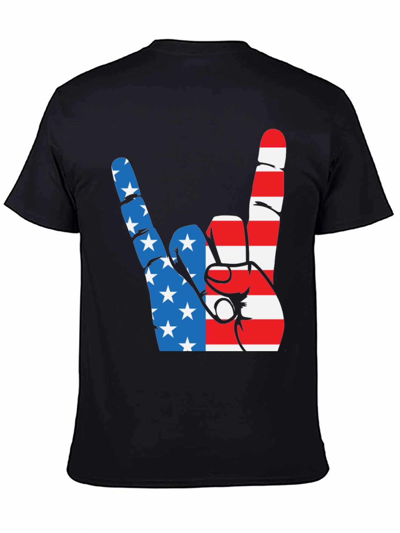 Patriotic Rock On Graphic Tee - USA Hand Sign