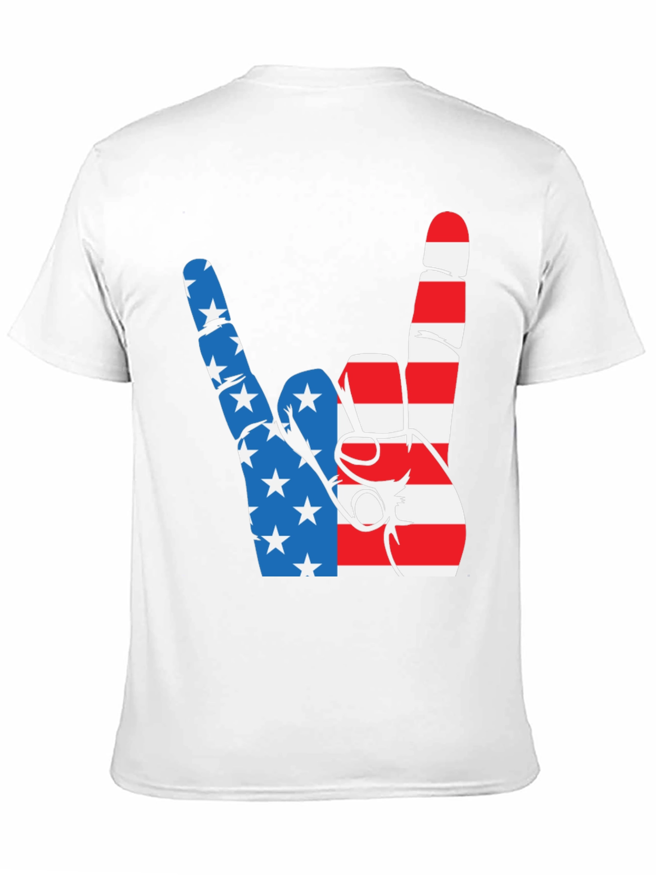 Patriotic Rock On Graphic Tee - USA Hand Sign