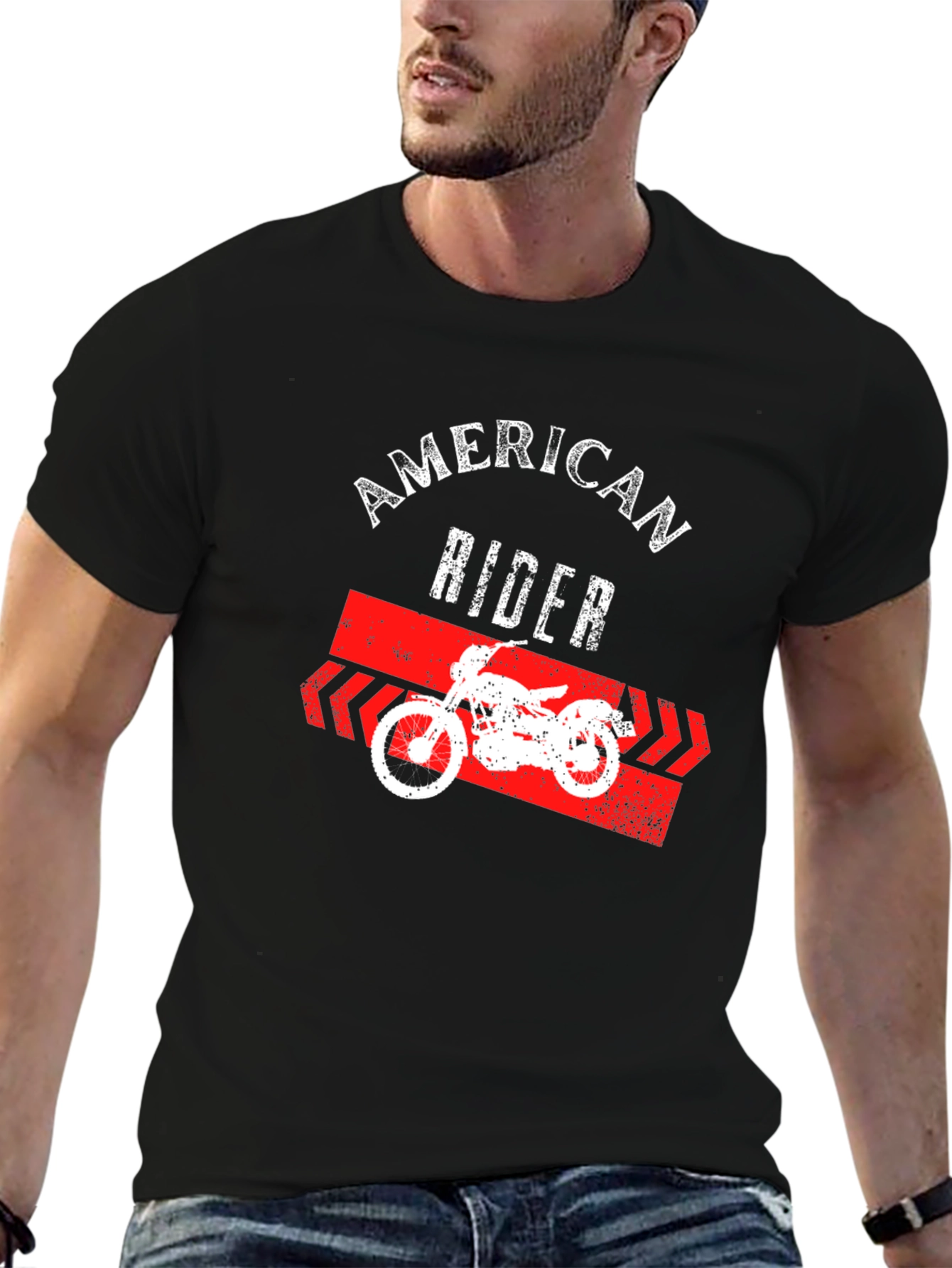 American Rider Graphic T-Shirt Black Motorcycle Tee