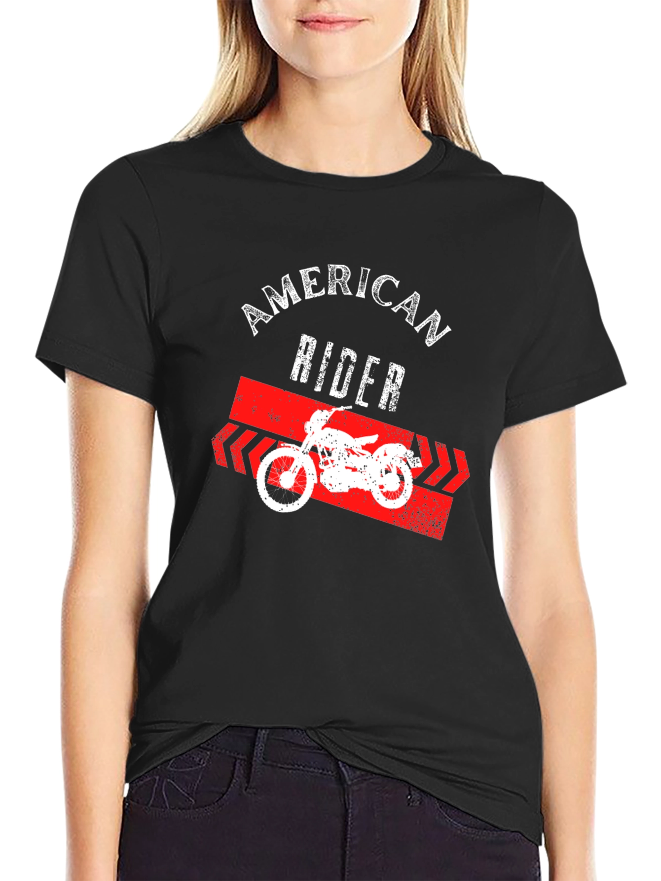 American Rider Graphic T-Shirt Black Motorcycle Tee