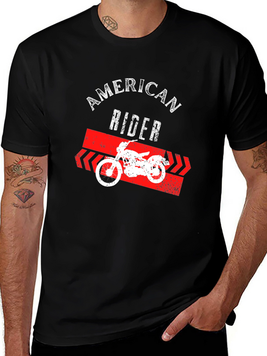 American Rider Graphic T-Shirt Black Motorcycle Tee