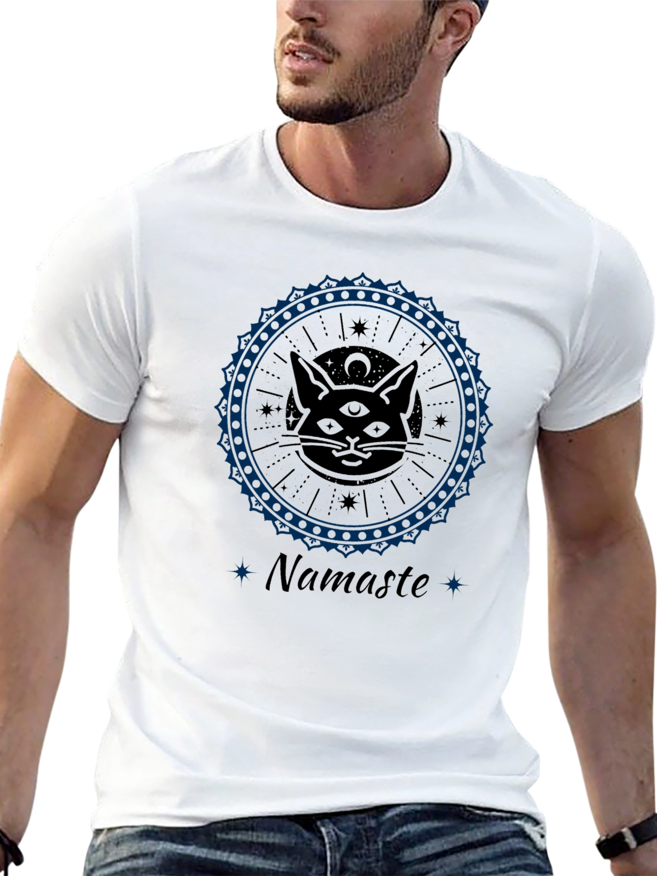 Namaste Cat Mandala Graphic Tee