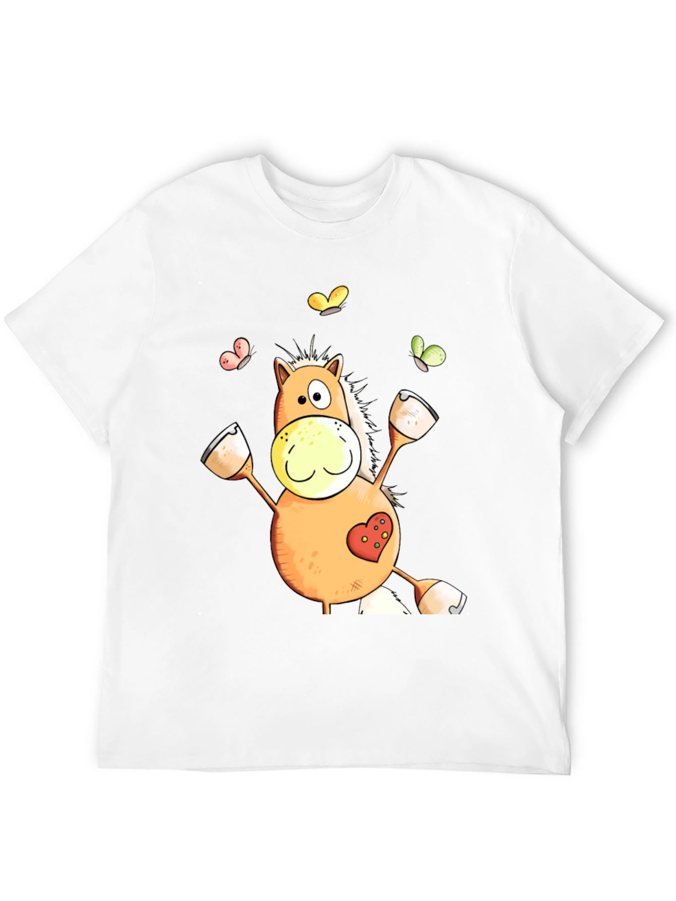 Horse Cartoon Graphic Black T-Shirt