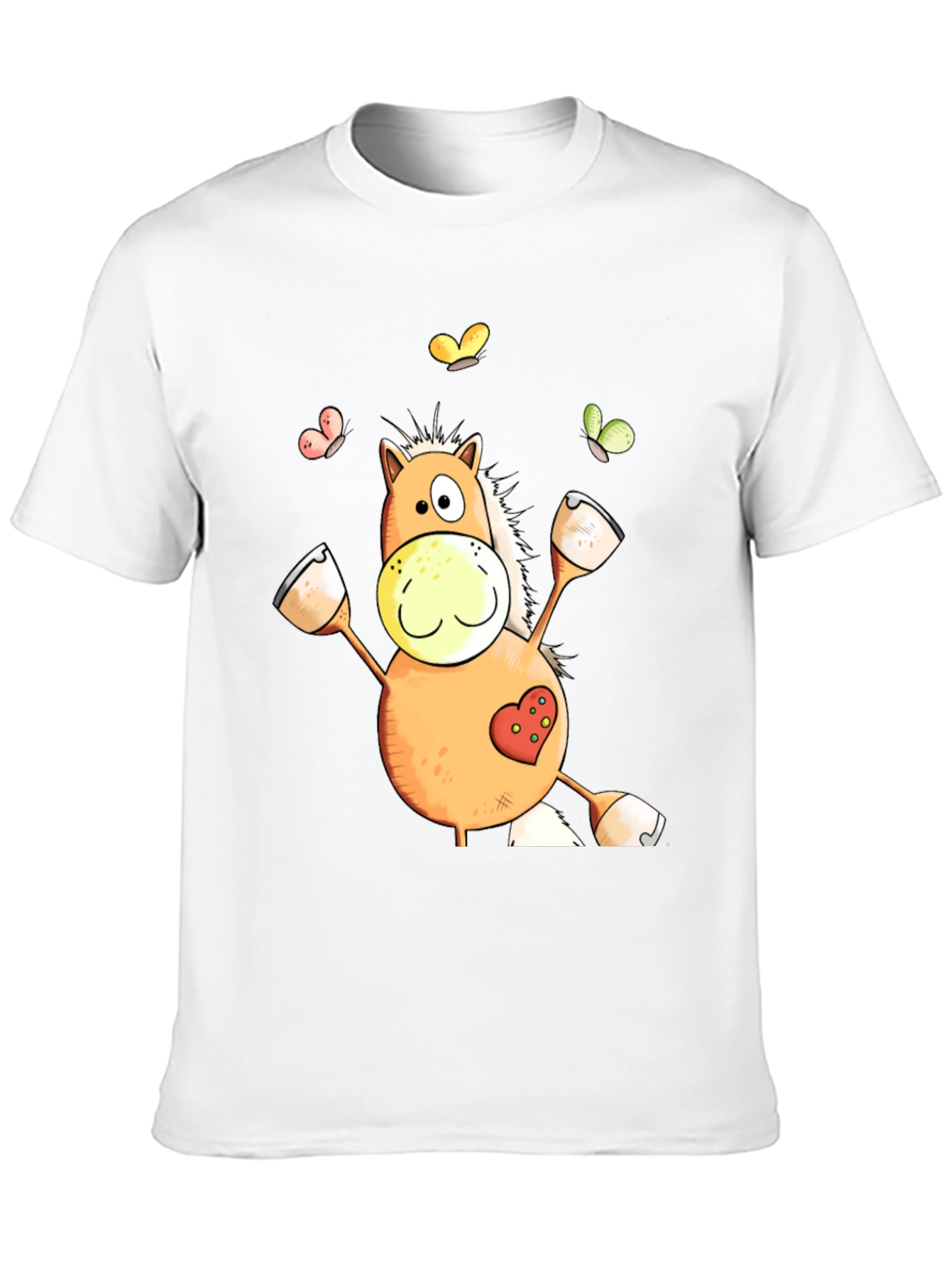 Horse Cartoon Graphic Black T-Shirt