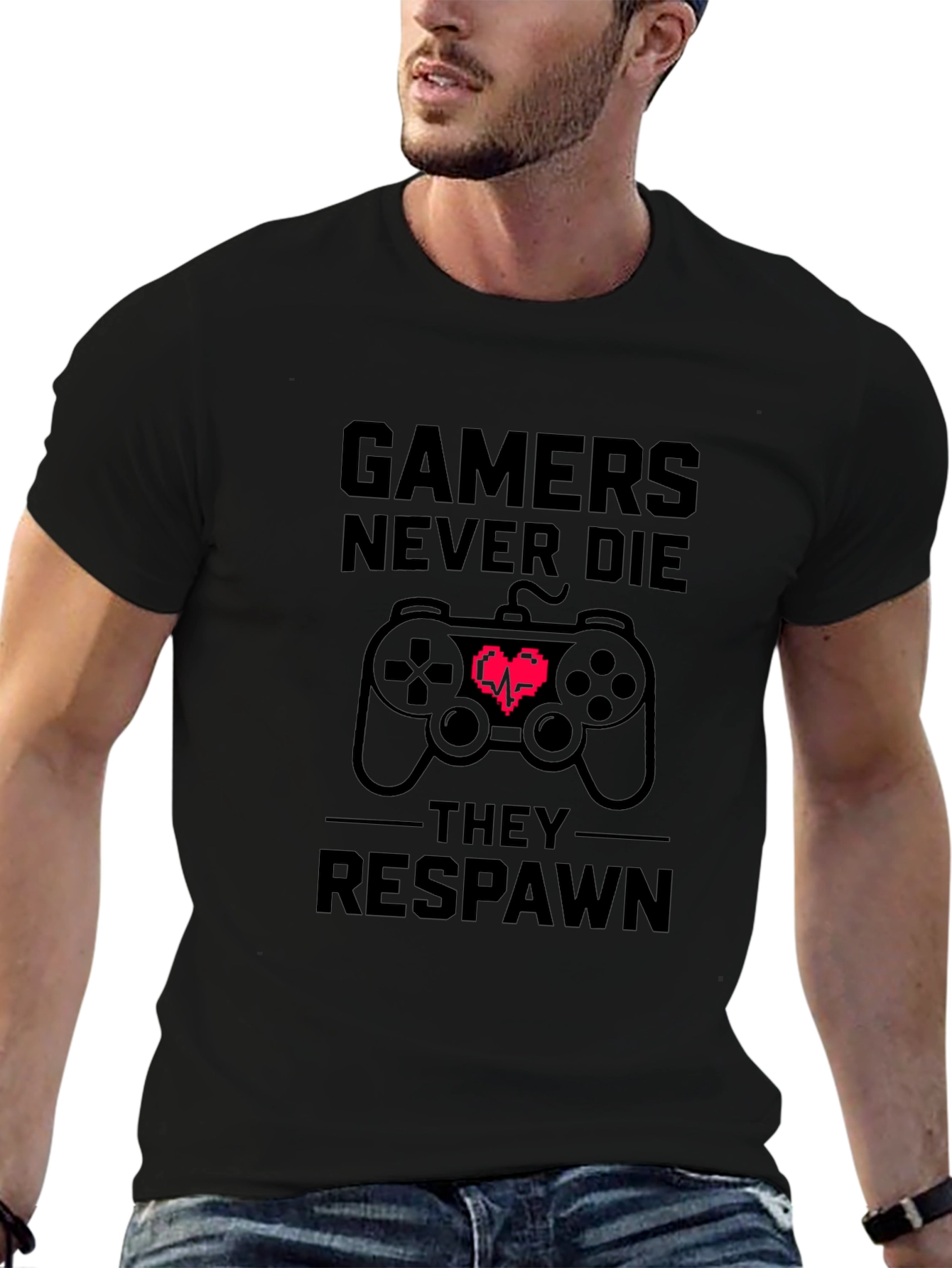 Gamers Never Die T-Shirt - Black Cotton Tee