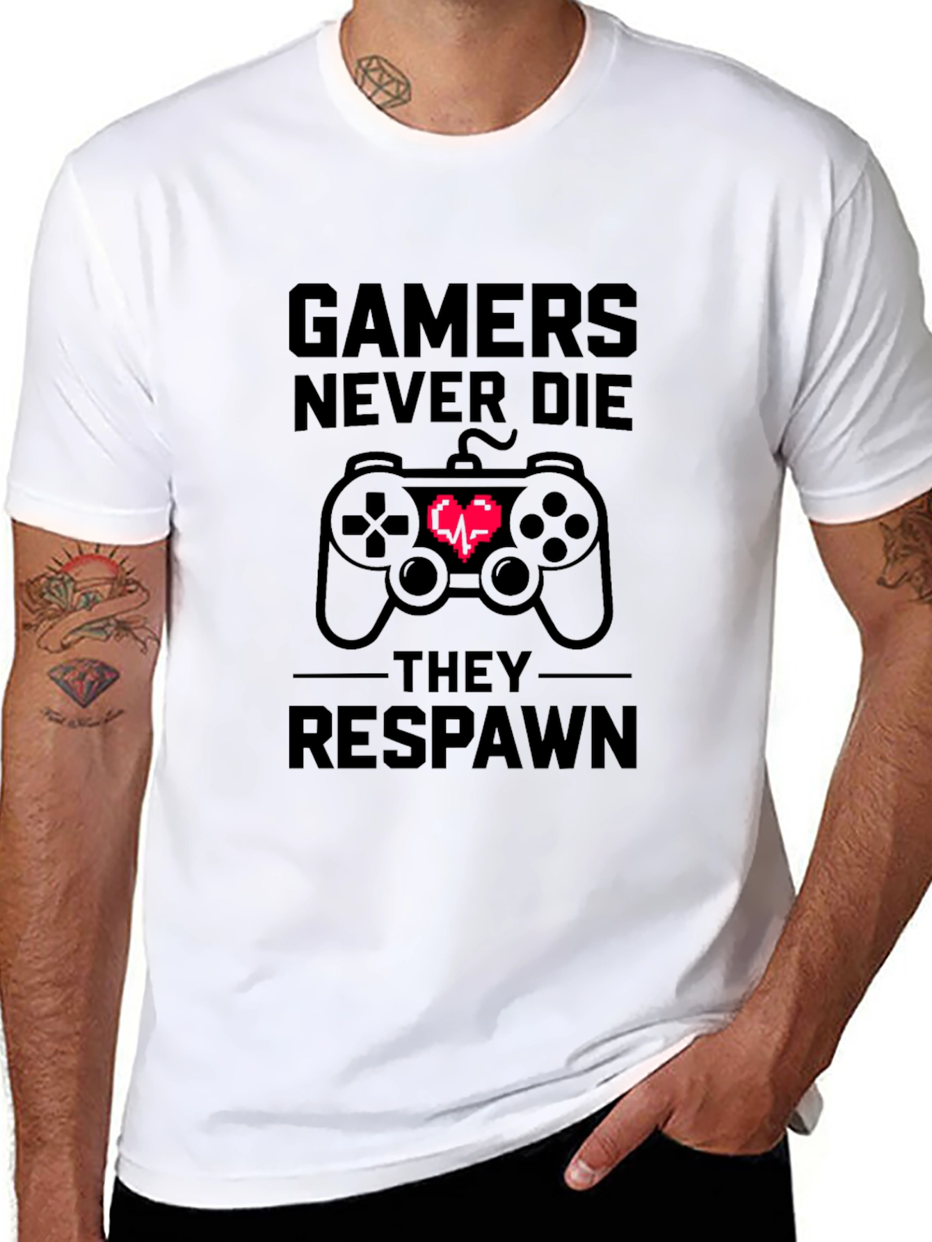 Gamers Never Die T-Shirt - Black Cotton Tee