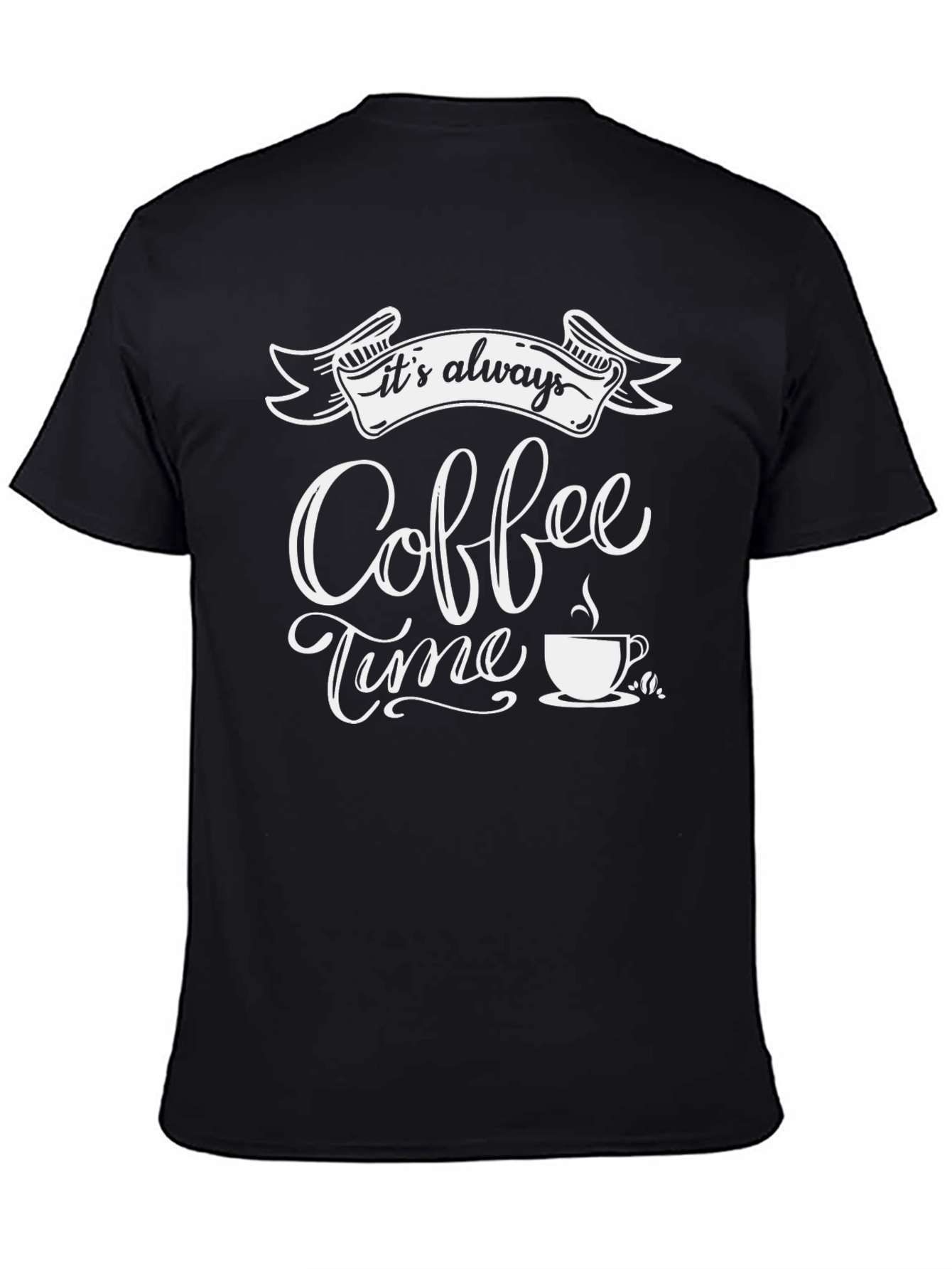 Coffee Time Graphic Tee - Black Cotton Casual Shirt