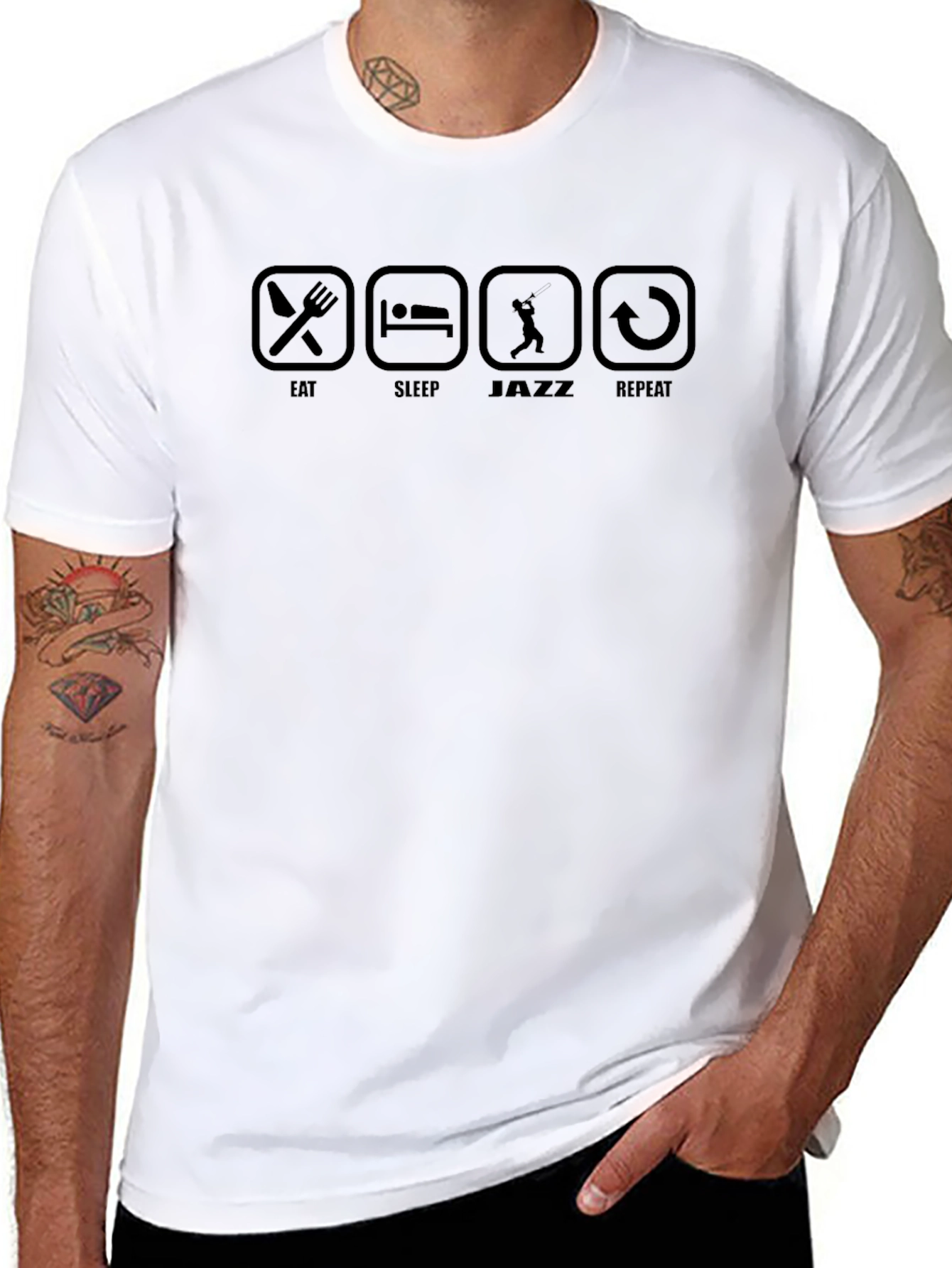 Eat Sleep Jazz Repeat Black Graphic T-Shirt