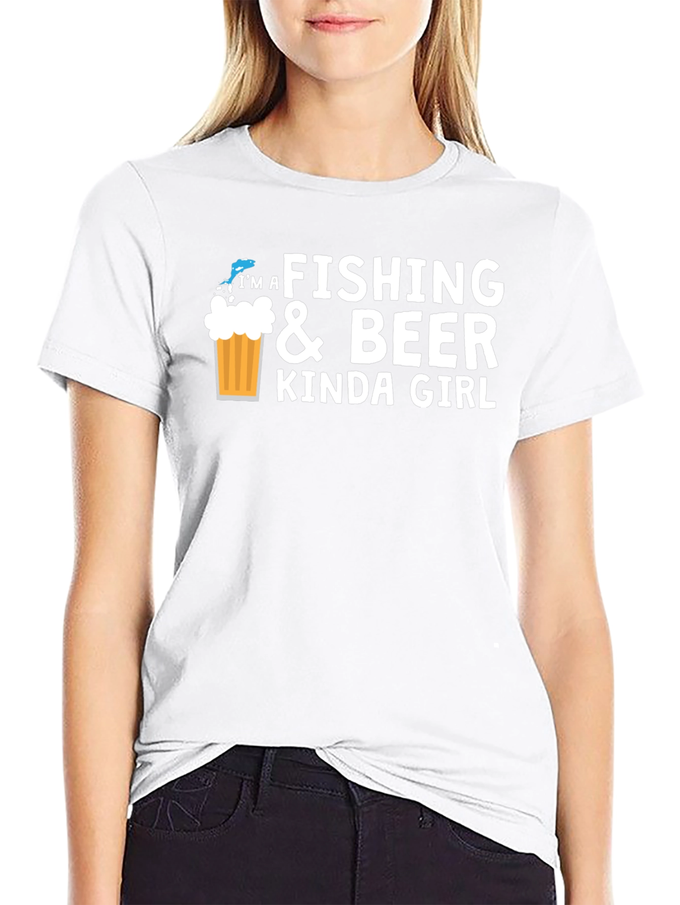 Fishing & Beer Kinda Girl Black Graphic Tee