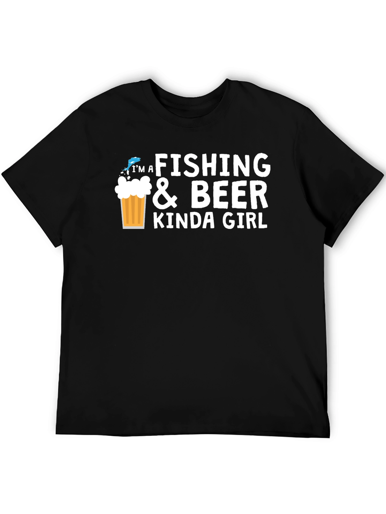 Fishing & Beer Kinda Girl Black Graphic Tee