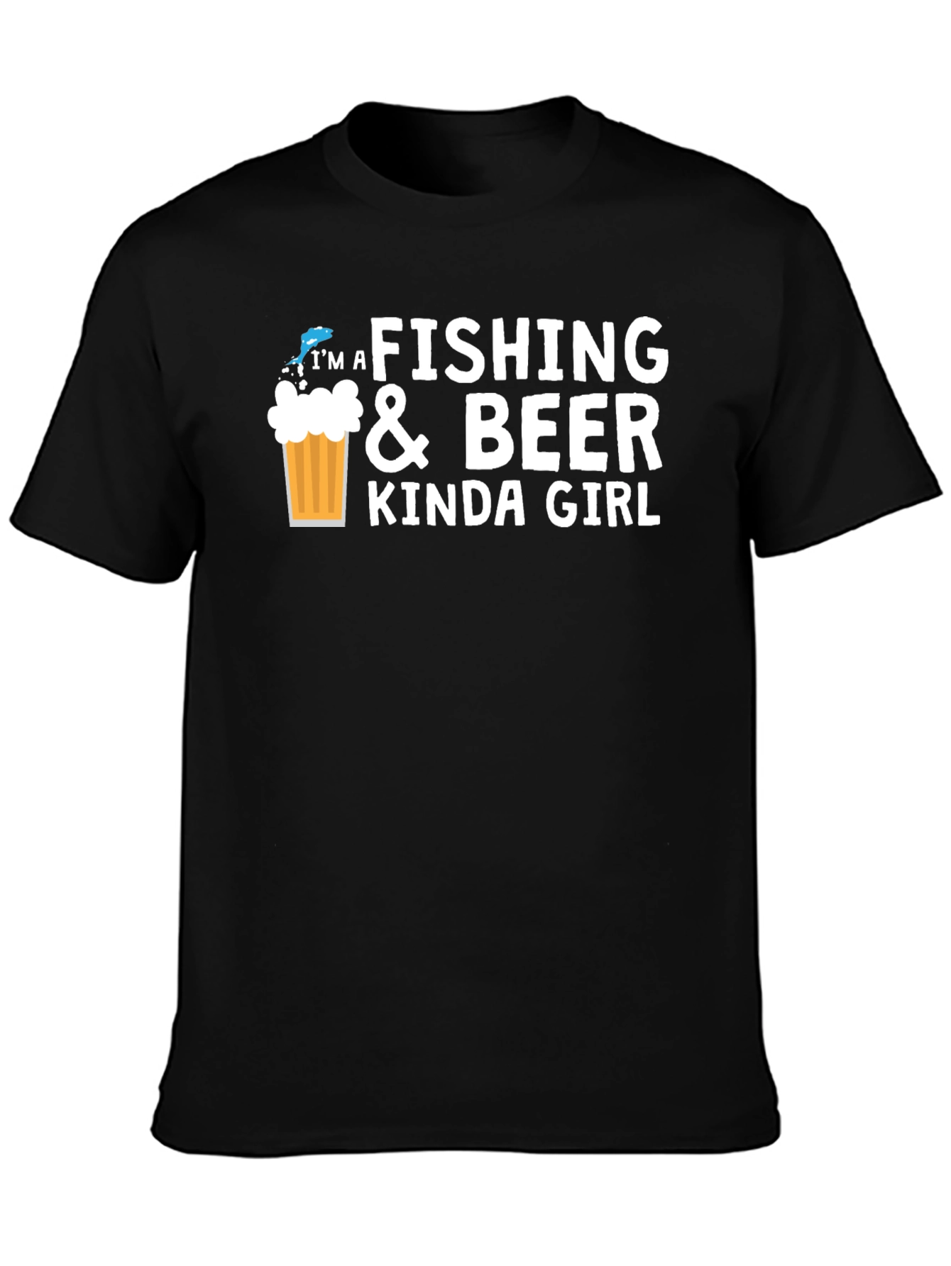 Fishing & Beer Kinda Girl Black Graphic Tee