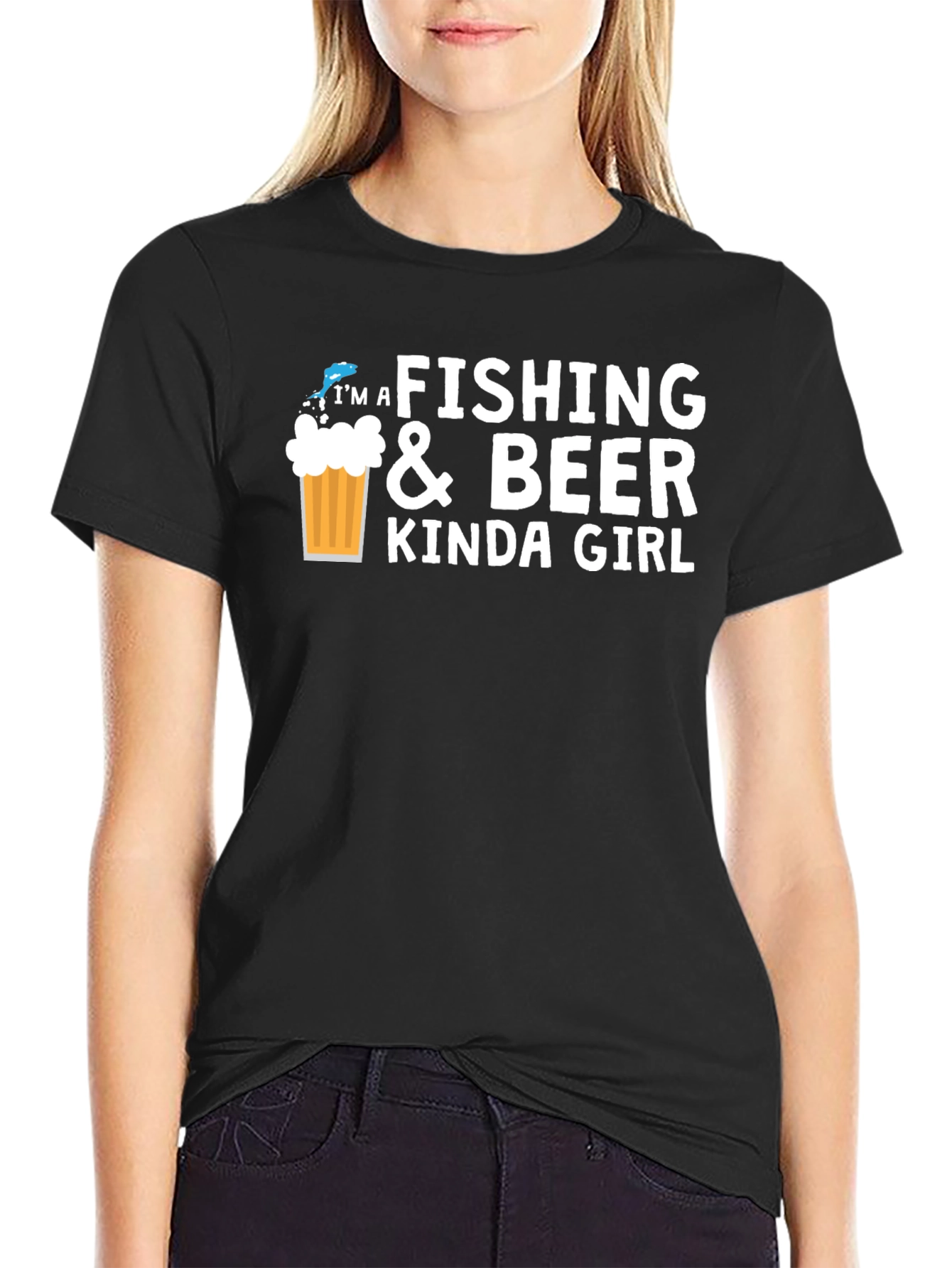 Fishing & Beer Kinda Girl Black Graphic Tee
