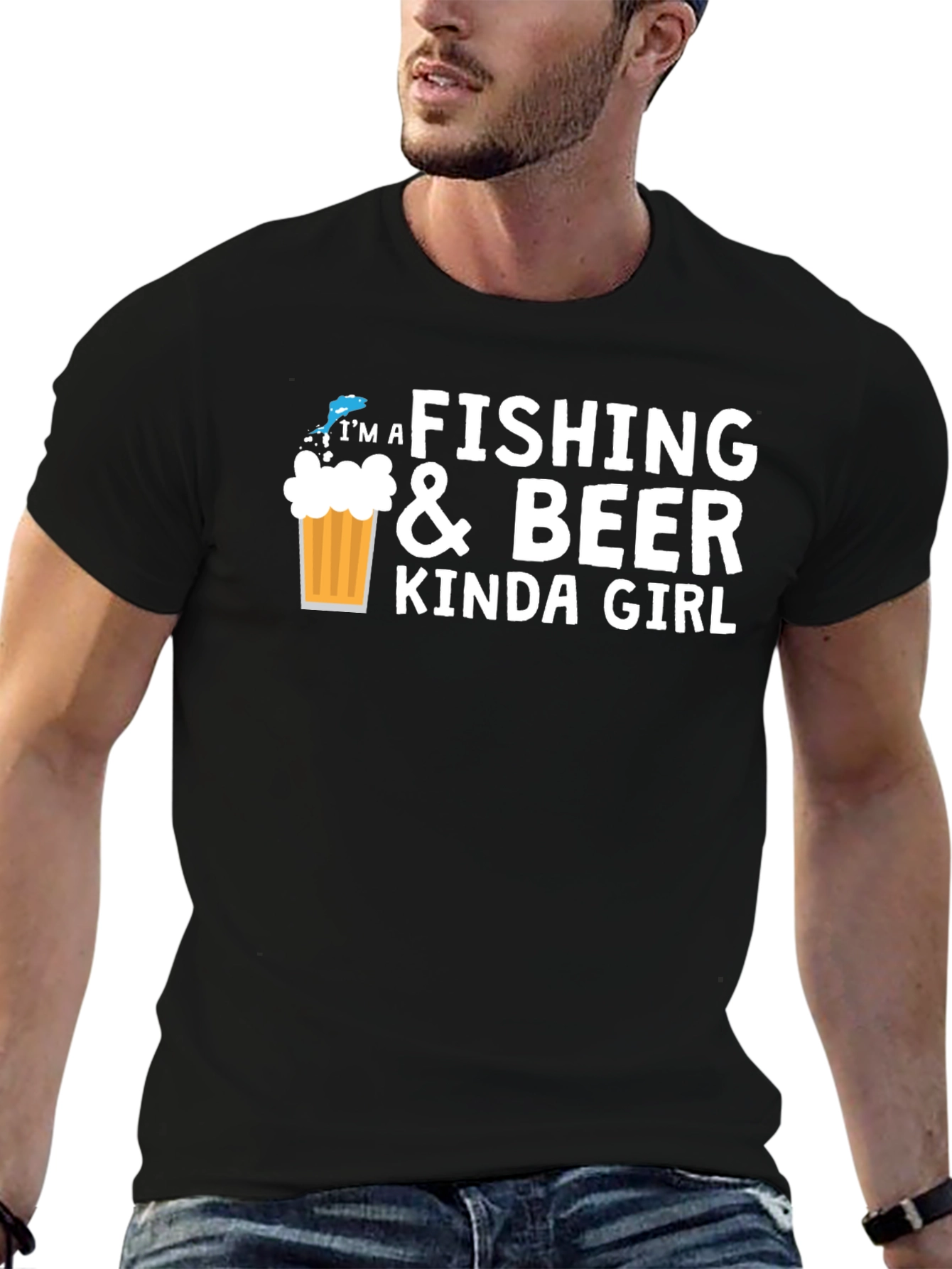 Fishing & Beer Kinda Girl Black Graphic Tee