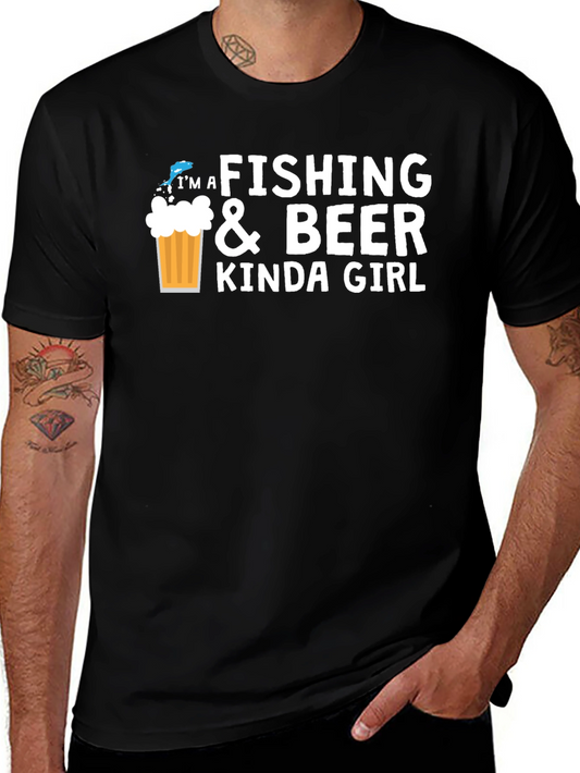 Fishing & Beer Kinda Girl Black Graphic Tee