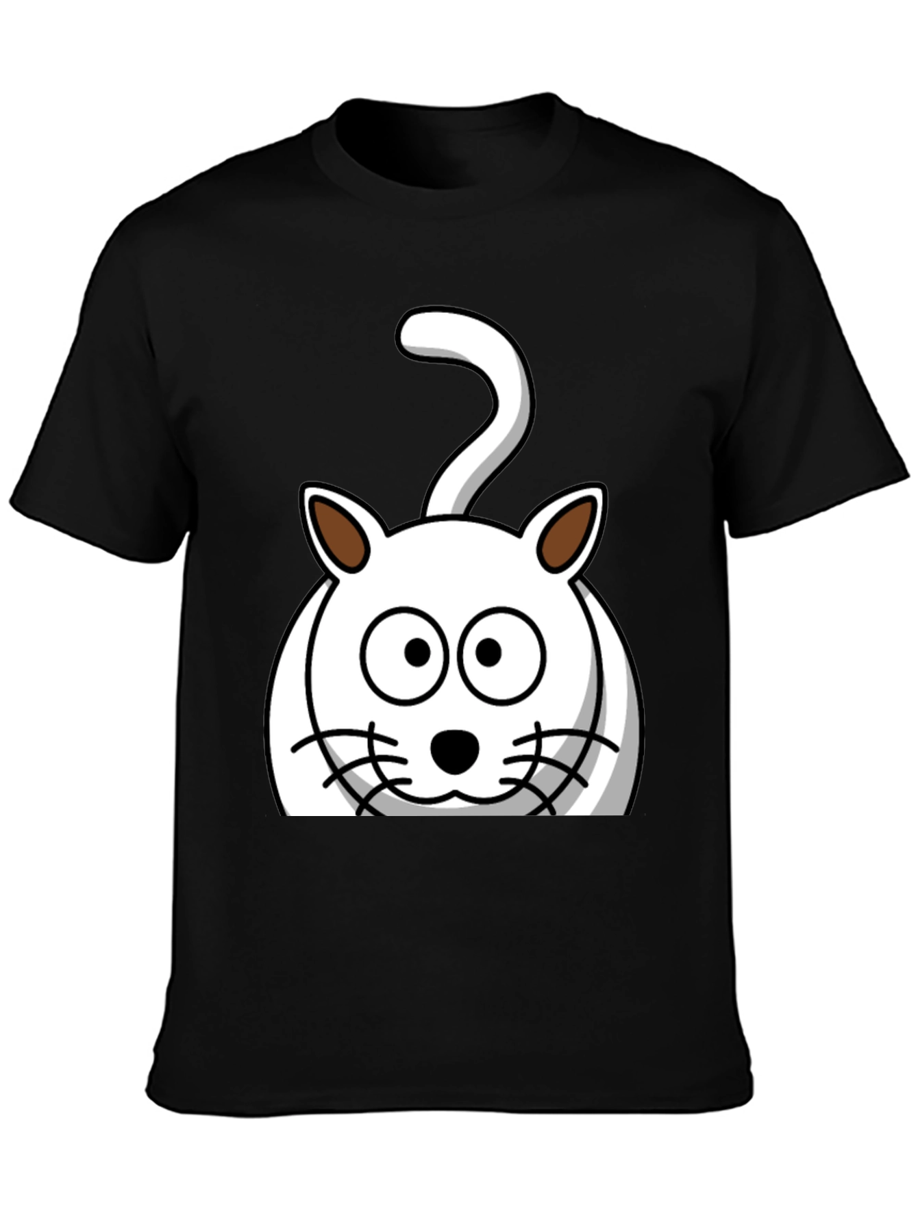 Cartoon Cat Graphic T-Shirt - Unisex Black Tee