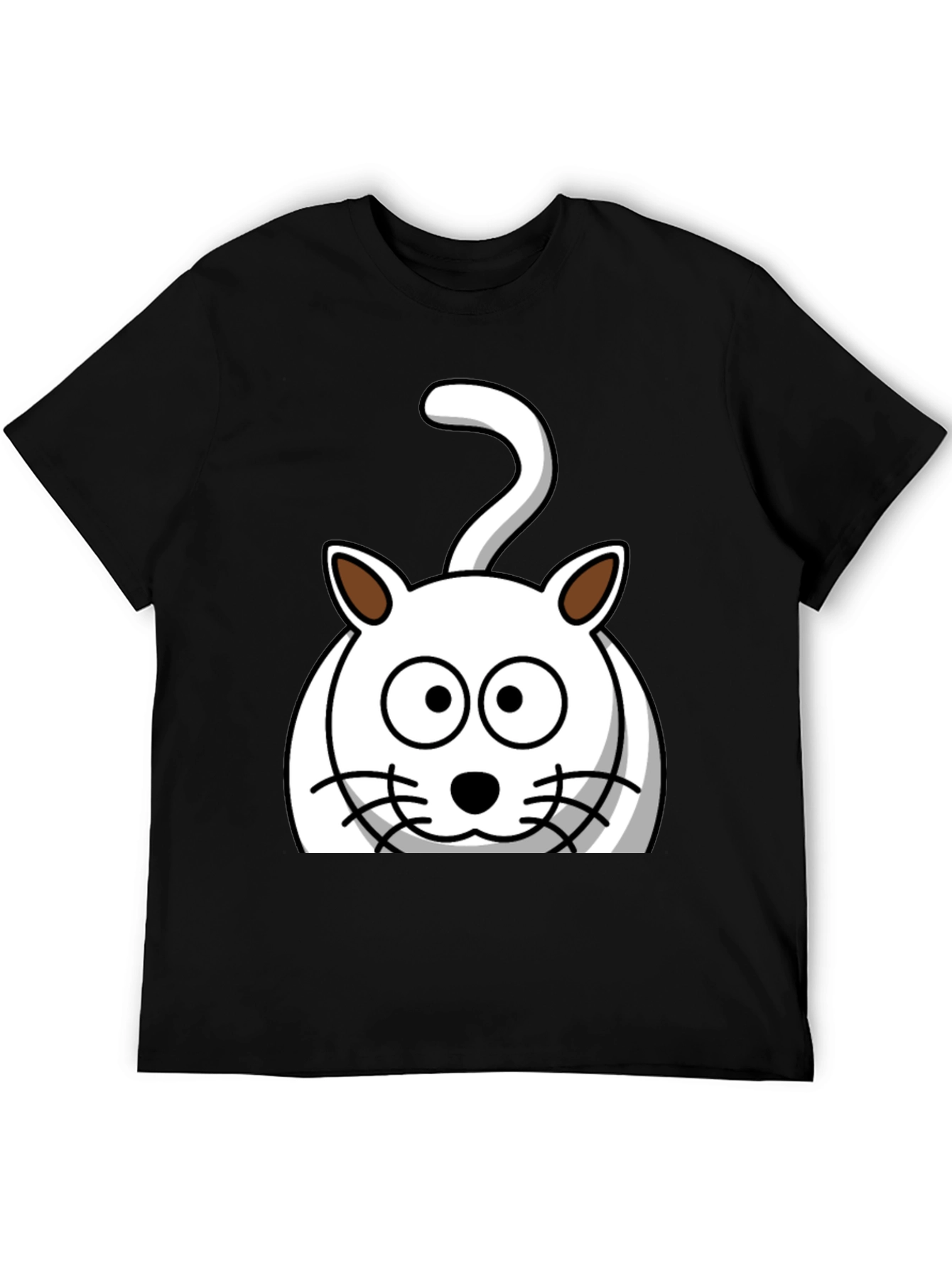 Cartoon Cat Graphic T-Shirt - Unisex Black Tee