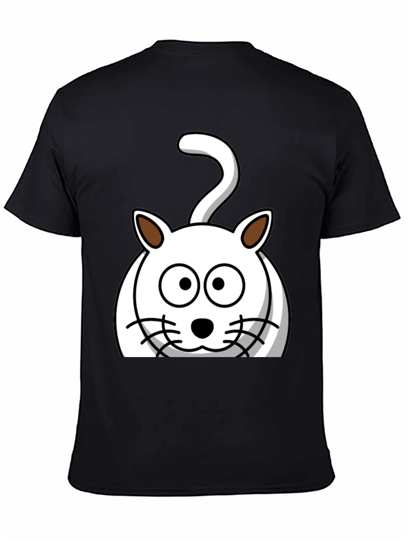 Cartoon Cat Graphic T-Shirt - Unisex Black Tee