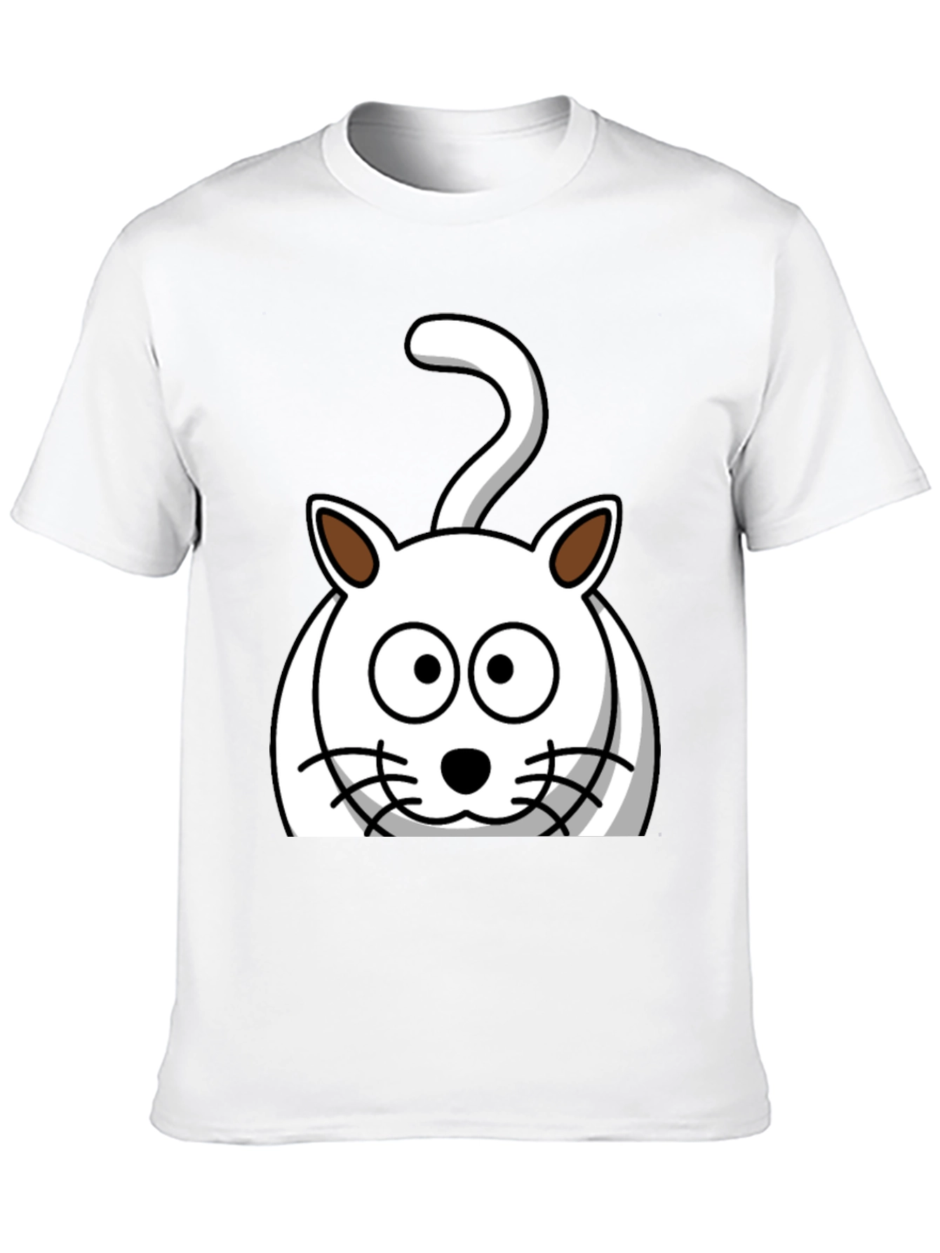 Cartoon Cat Graphic T-Shirt - Unisex Black Tee