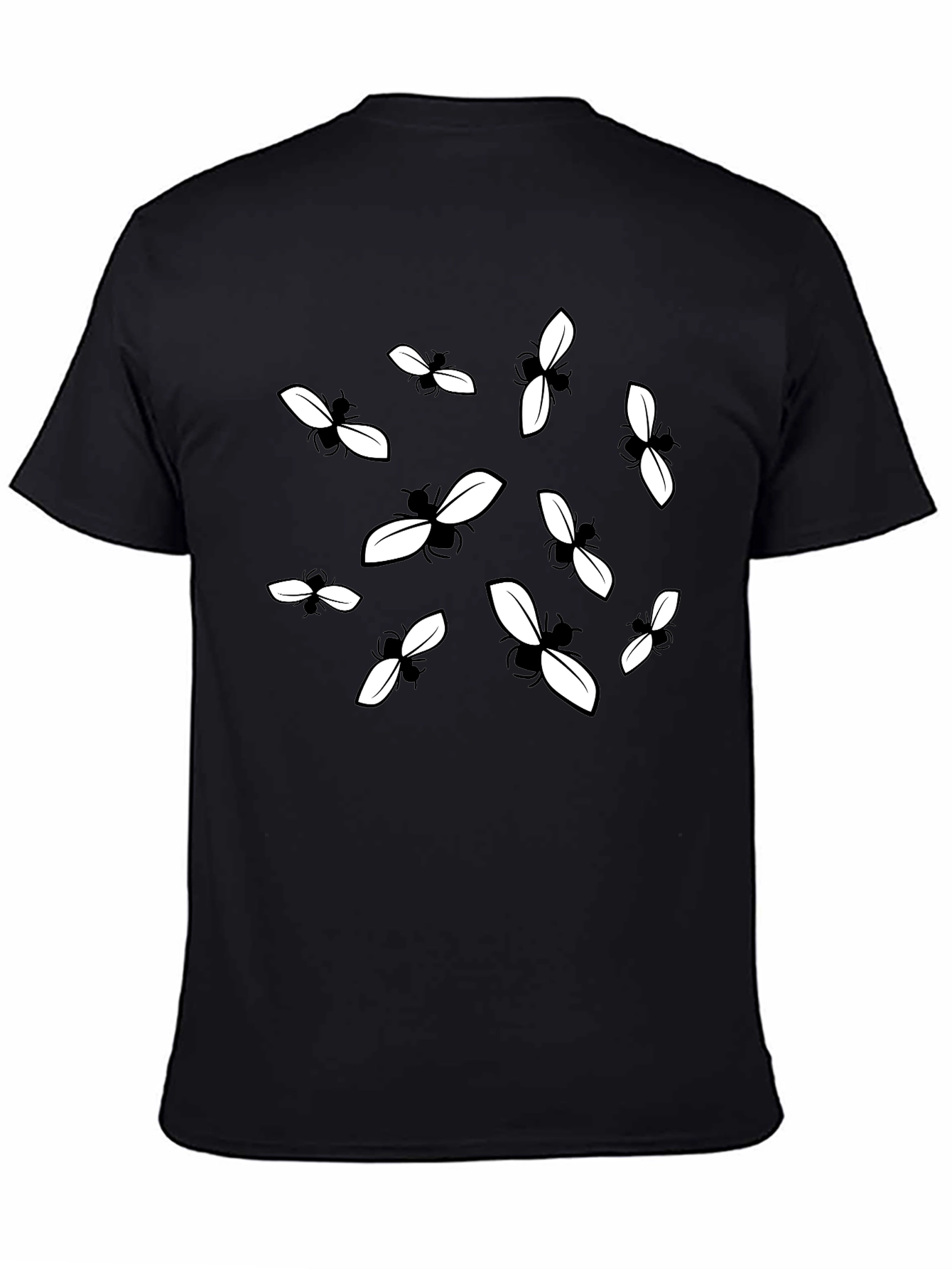 Bee Pattern Black Graphic Tee