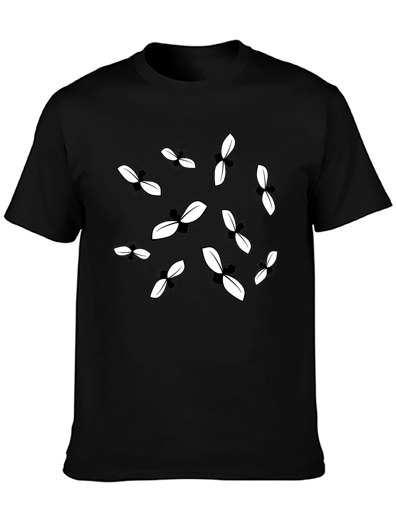 Bee Pattern Black Graphic Tee