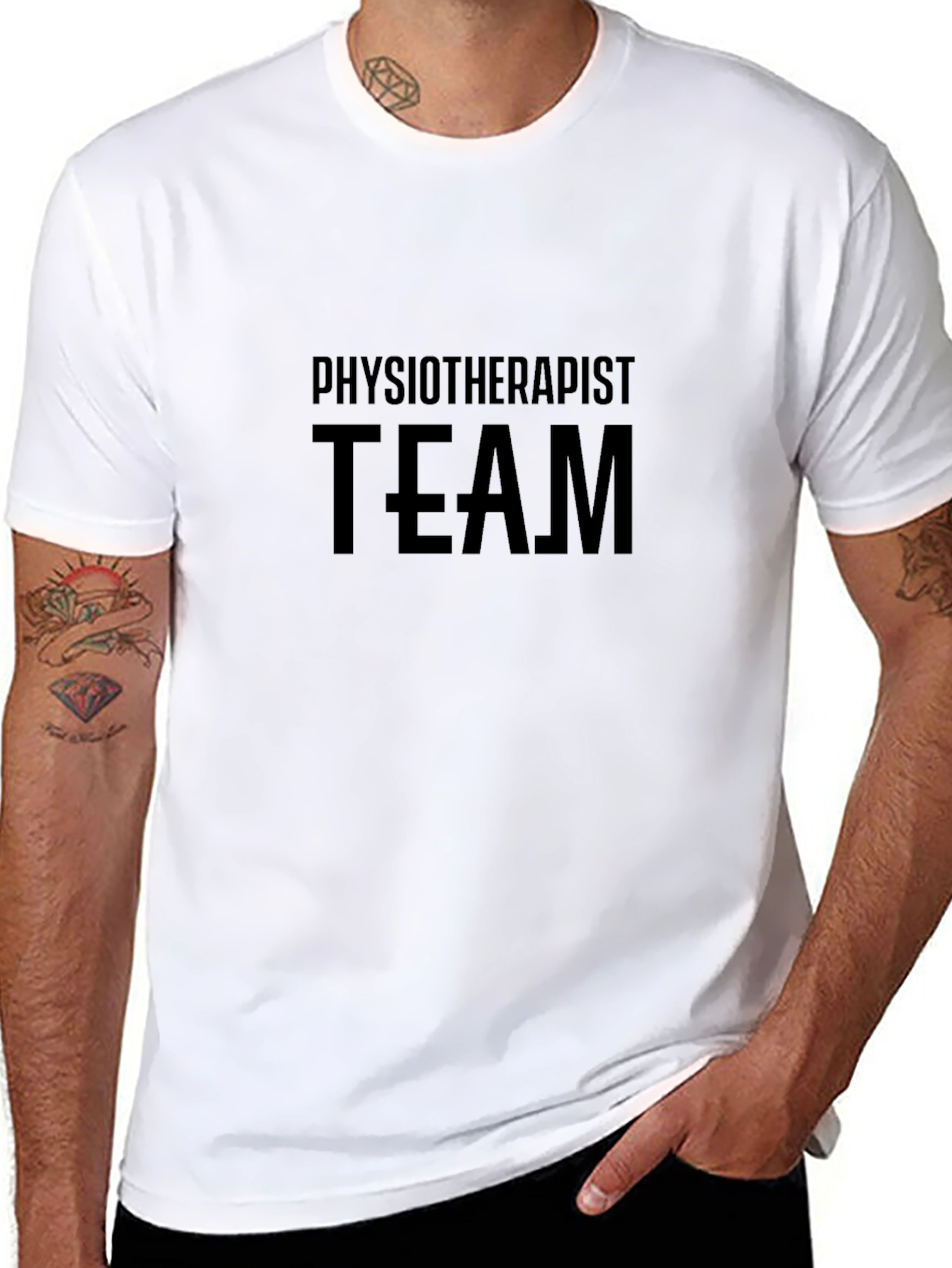 Physiotherapist Team Tee - Black Crew Neck T-Shirt