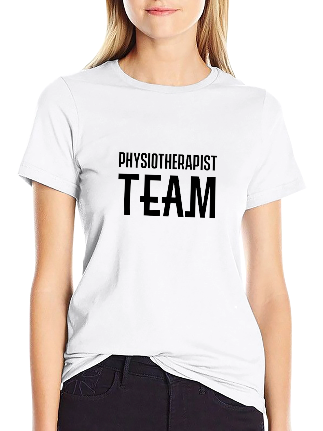 Physiotherapist Team Tee - Black Crew Neck T-Shirt