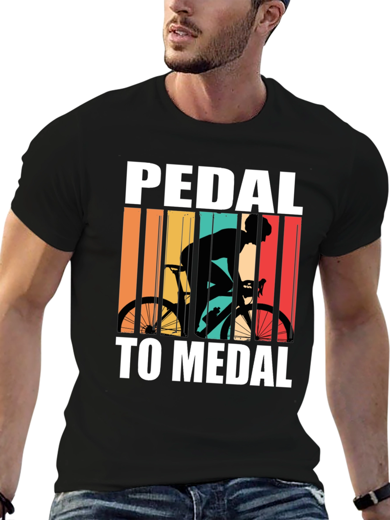 Pedal to Medal Cycling T-Shirt - Retro Design