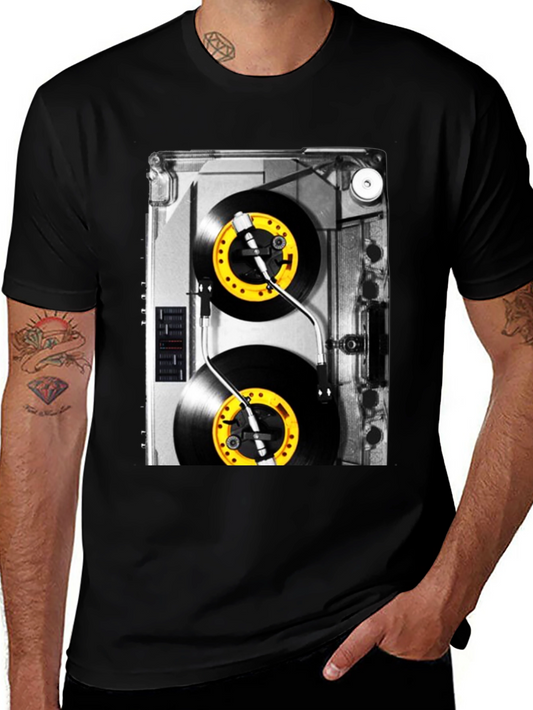 Vintage Turntable Music Lover Black T-Shirt