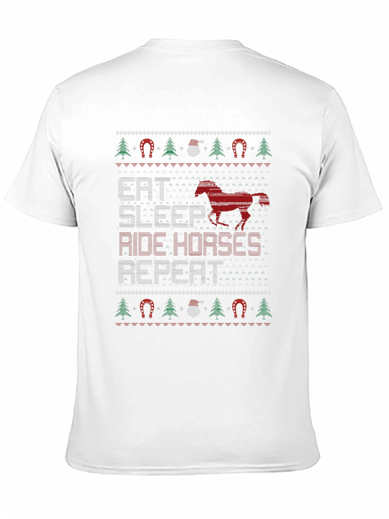 Eat Sleep Ride Horses Ugly Christmas T-Shirt
