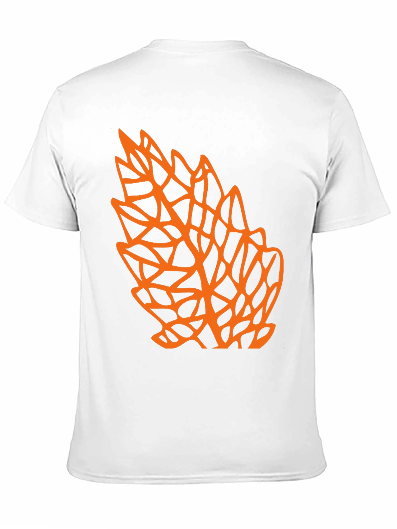 Geometric Orange Leaf Graphic Black T-Shirt