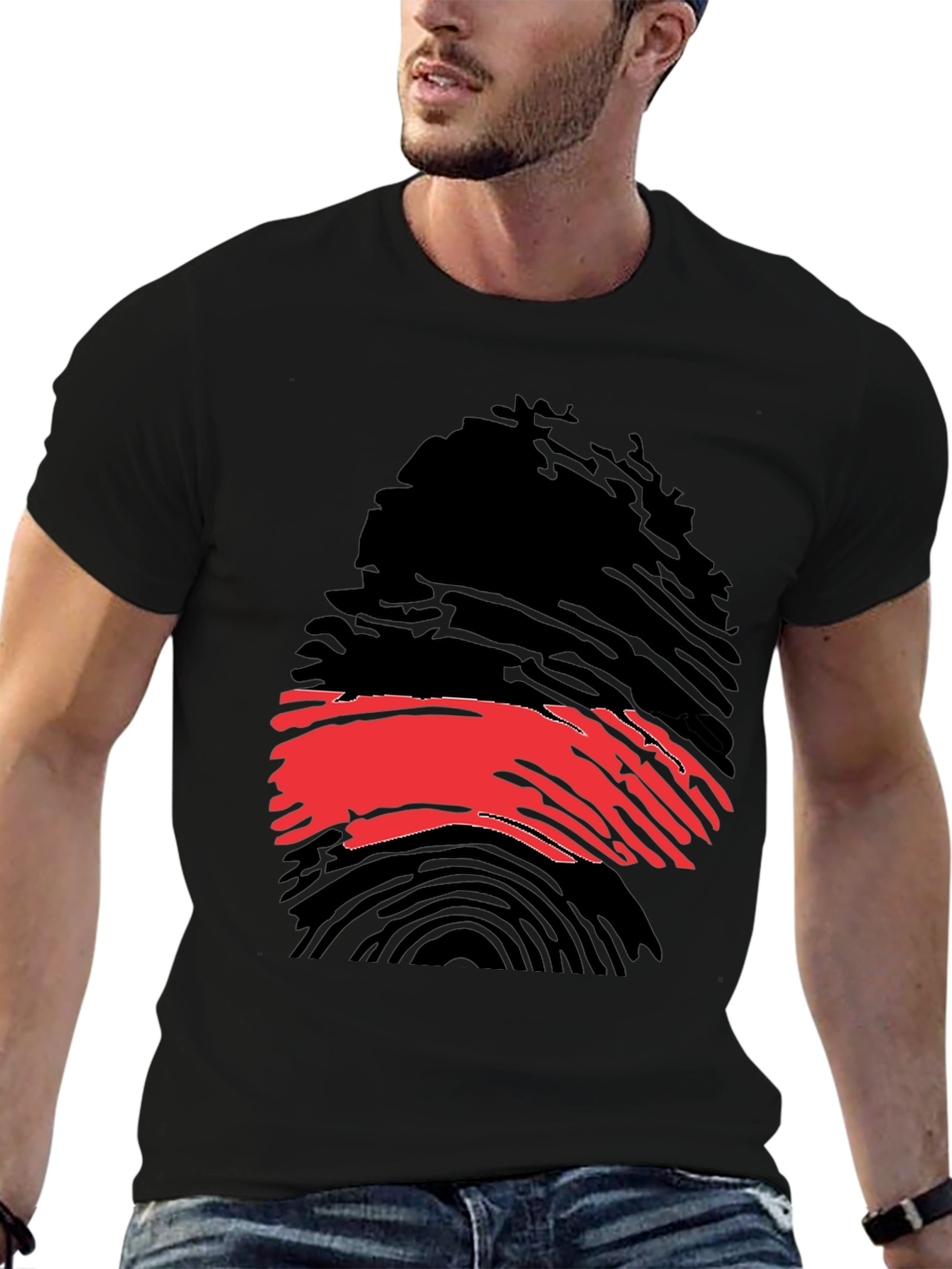Fingerprint Flag Graphic Tee - Soft Cotton Blend