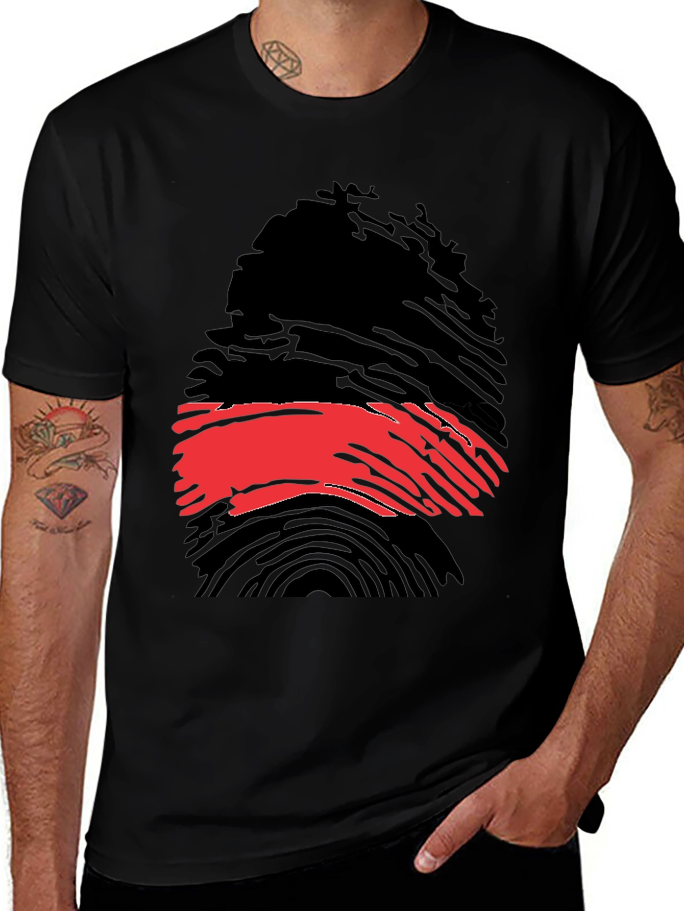 Fingerprint Flag Graphic Tee - Soft Cotton Blend