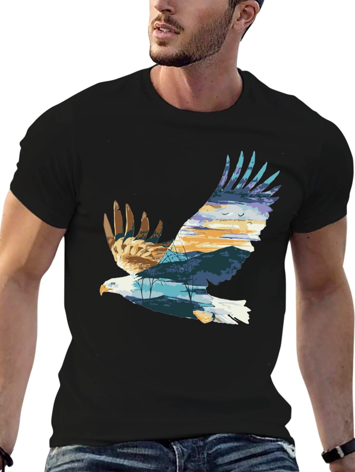 Eagle Nature Graphic T-Shirt | Mens Black Tee