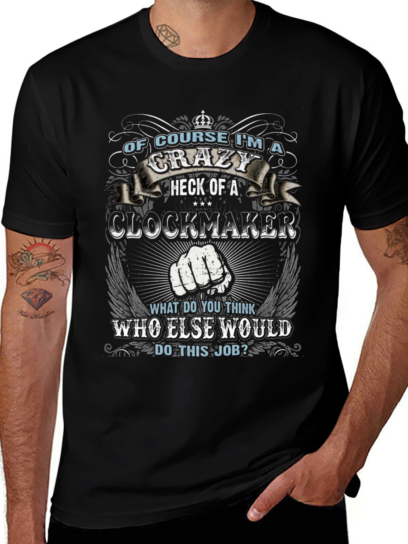 Crazy Clockmaker T-Shirt - Novelty Graphic Tee