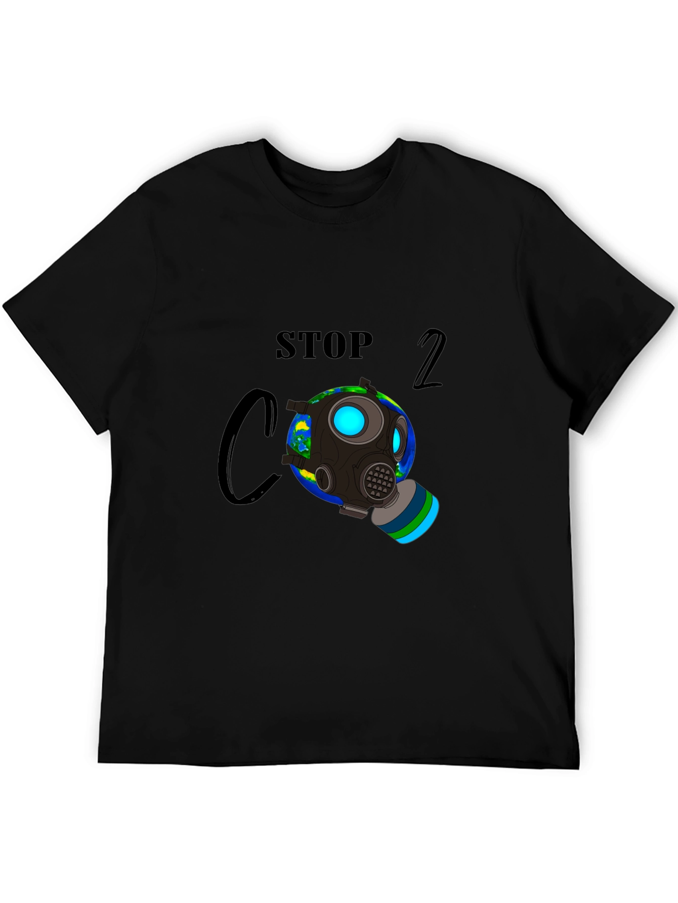 Stop CO2 Gas Mask Earth Graphic Tee