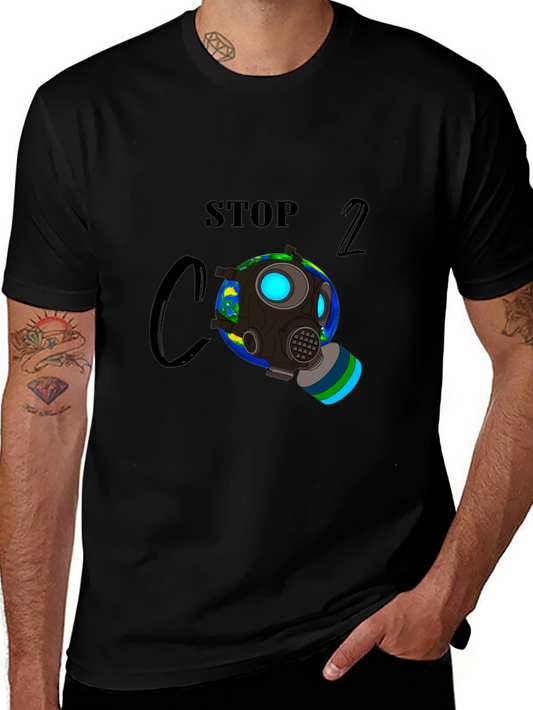 Stop CO2 Gas Mask Earth Graphic Tee