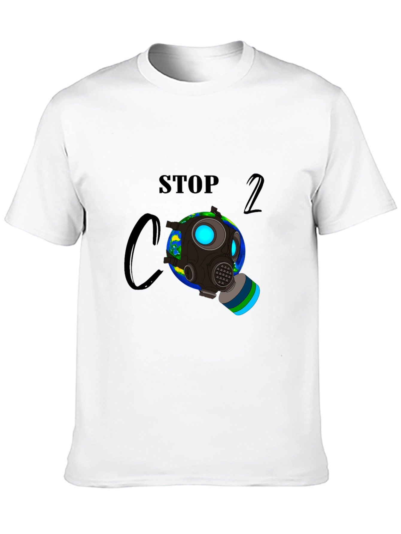 Stop CO2 Gas Mask Earth Graphic Tee