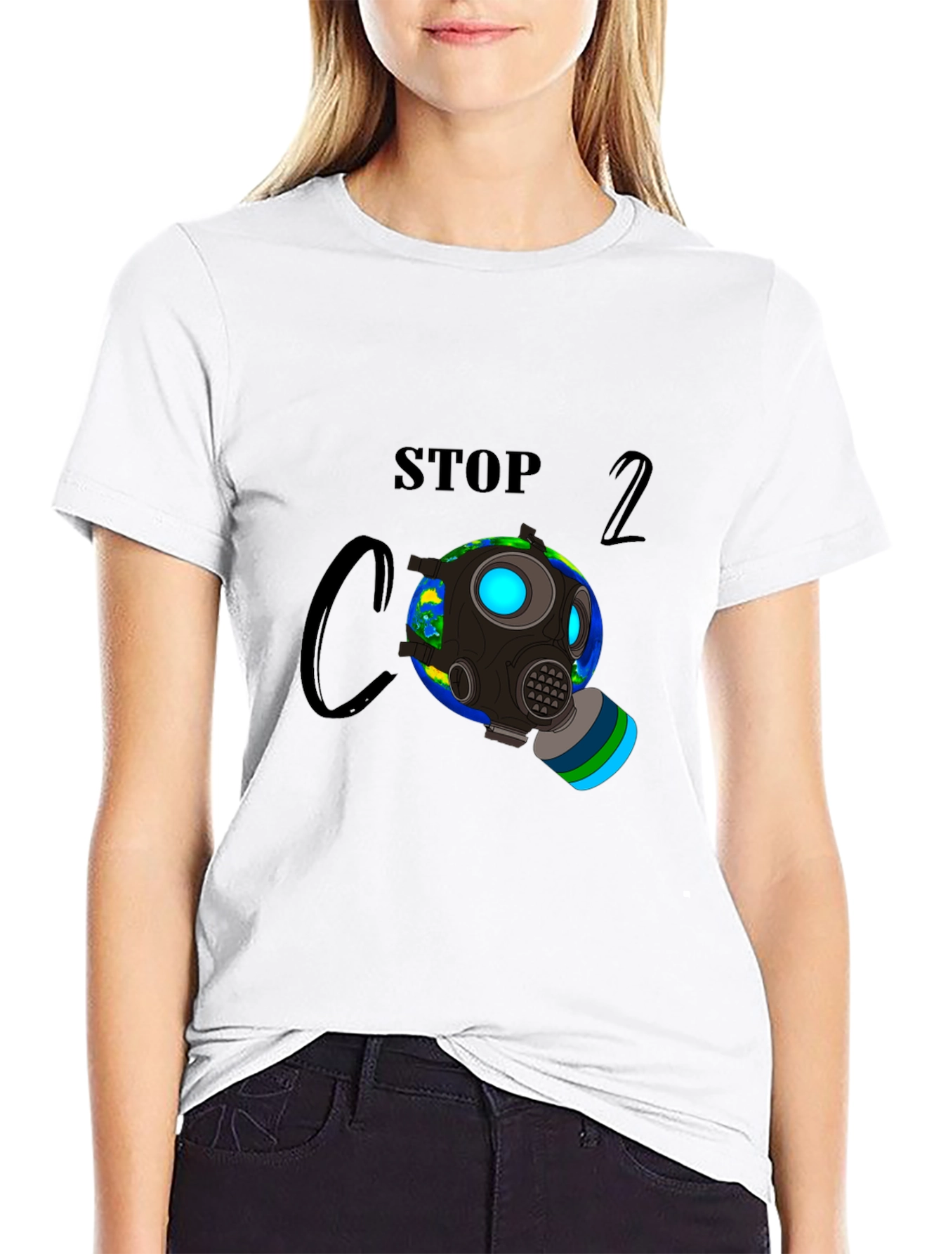 Stop CO2 Gas Mask Earth Graphic Tee