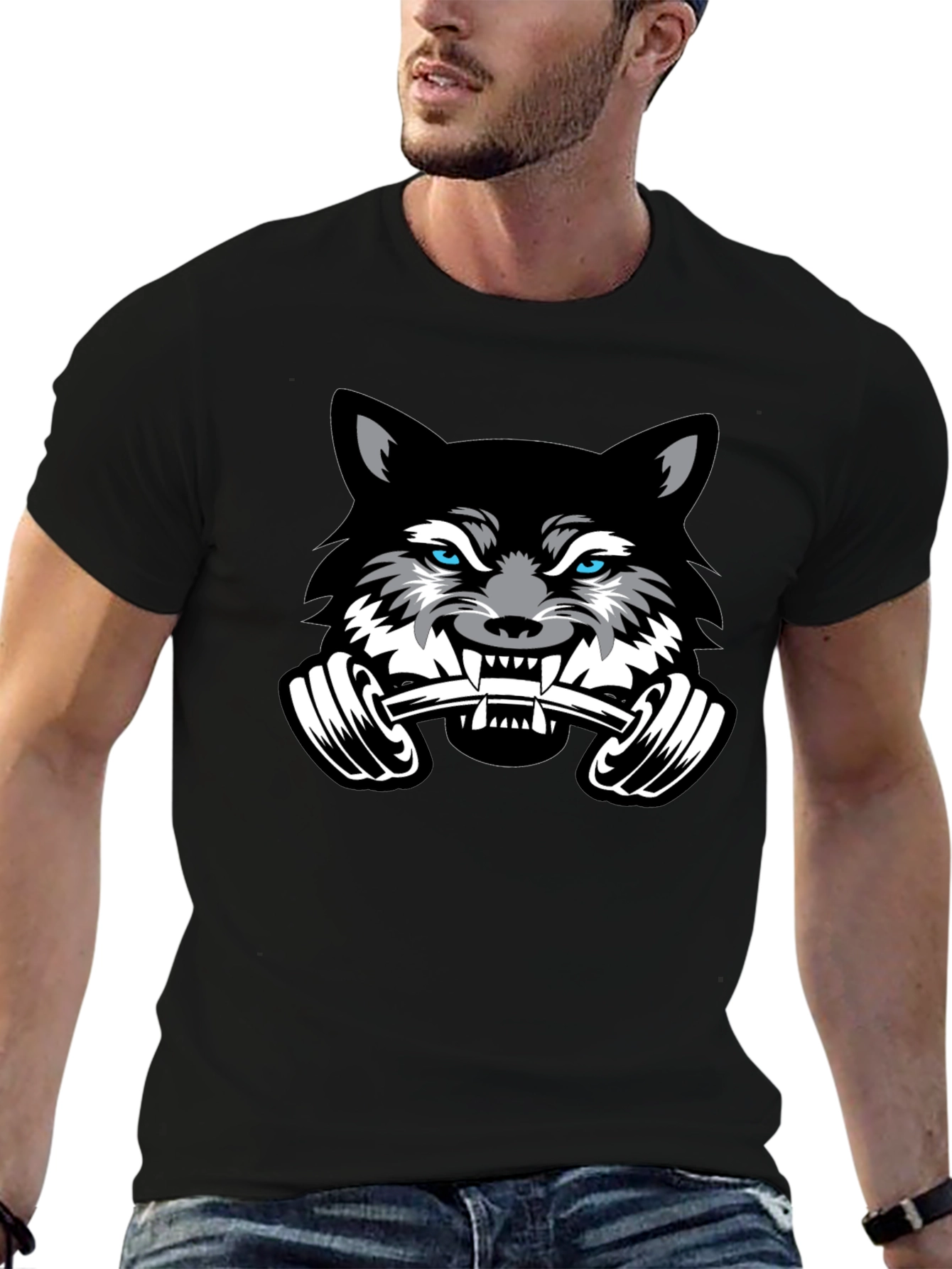 Wolf Gym T-Shirt - Black - Weightlifting Beast