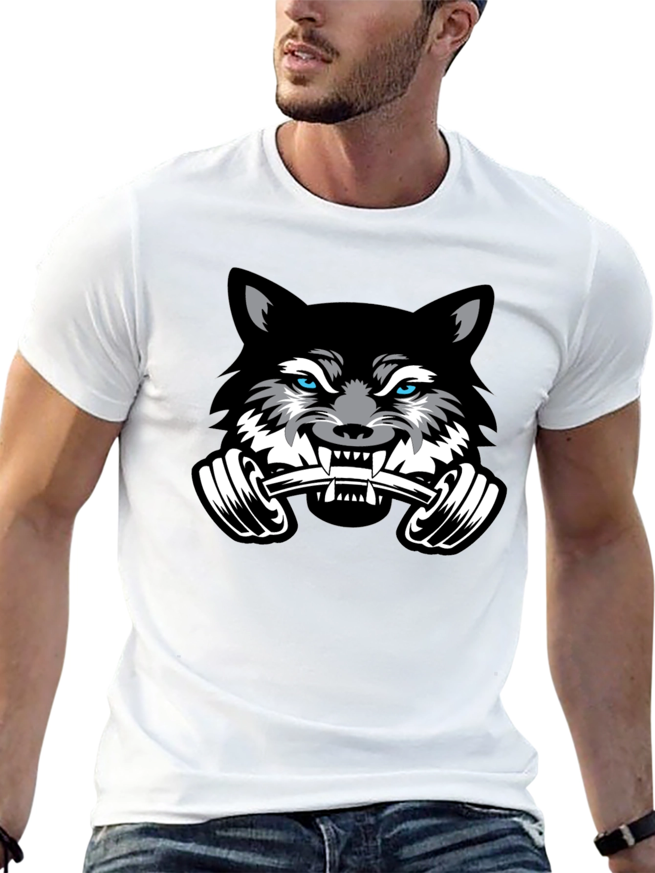 Wolf Gym T-Shirt - Black - Weightlifting Beast