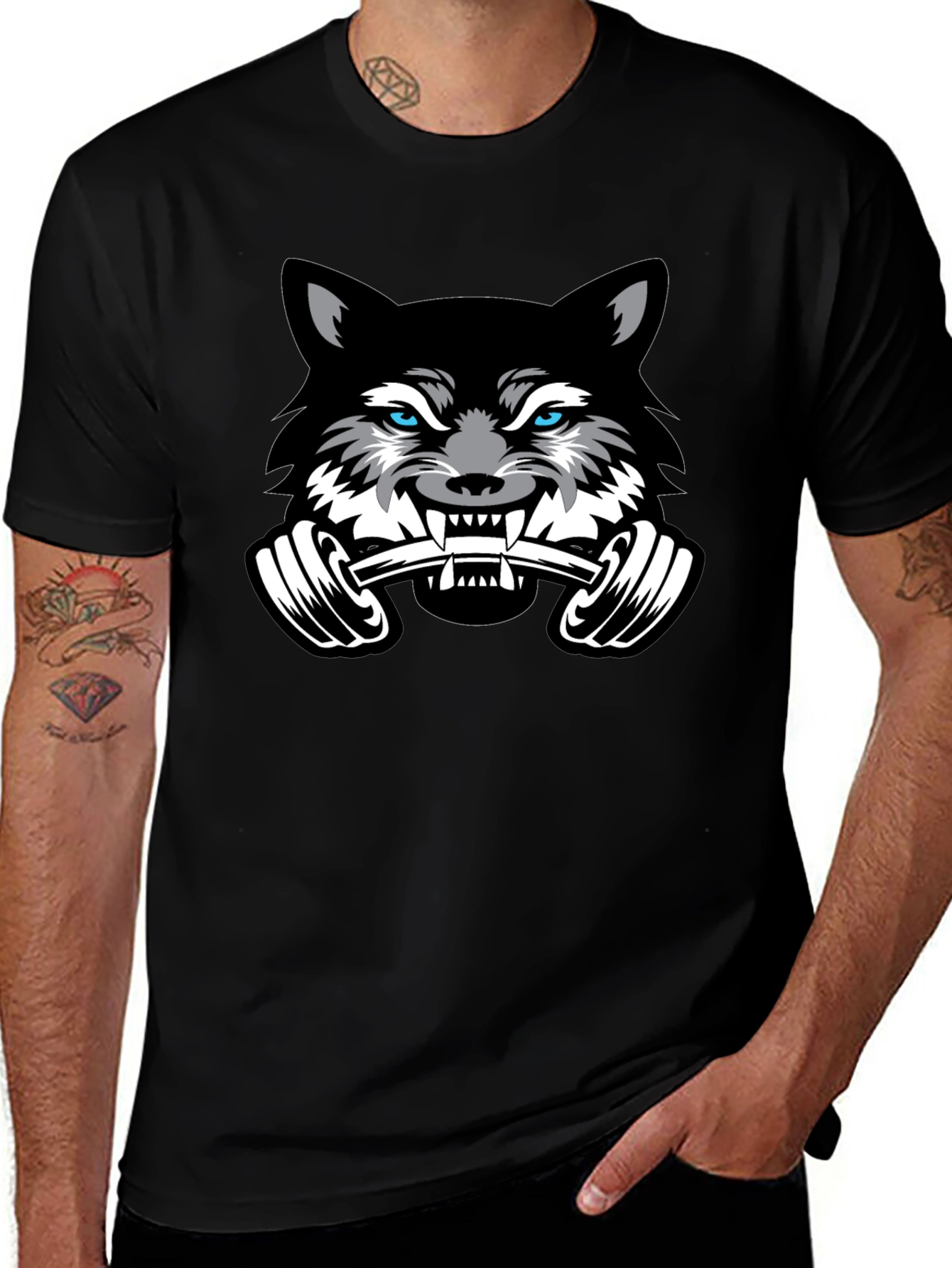 Wolf Gym T-Shirt - Black - Weightlifting Beast