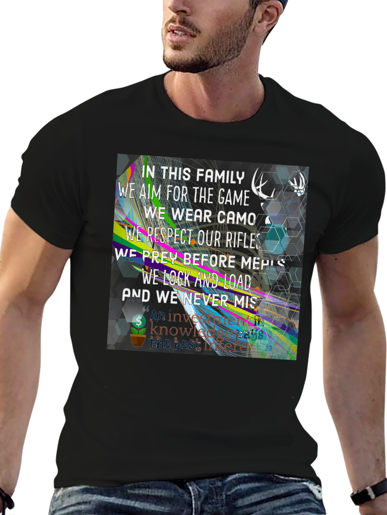 Family Hunting T-Shirt - Camo Rifles Never Miss