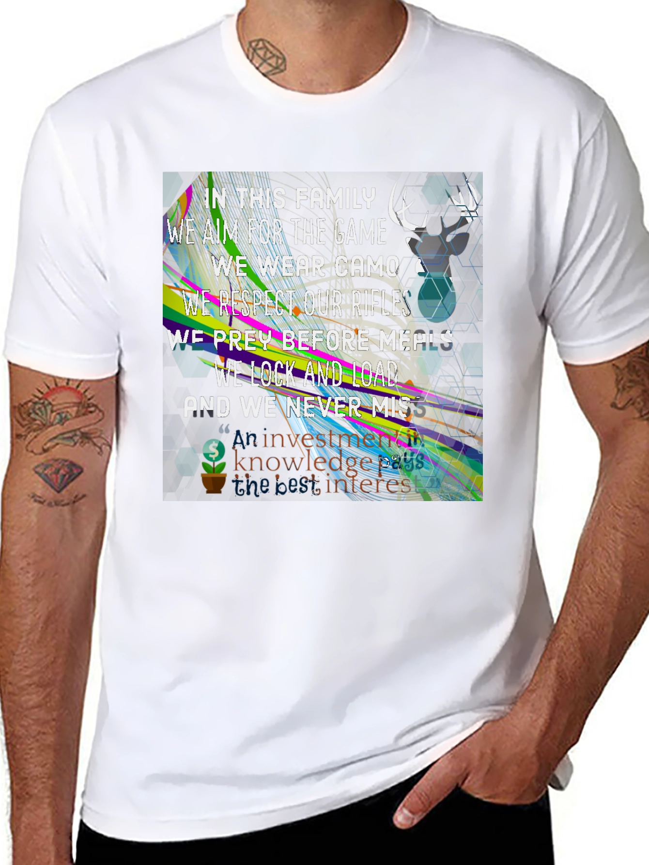 Family Hunting T-Shirt - Camo Rifles Never Miss