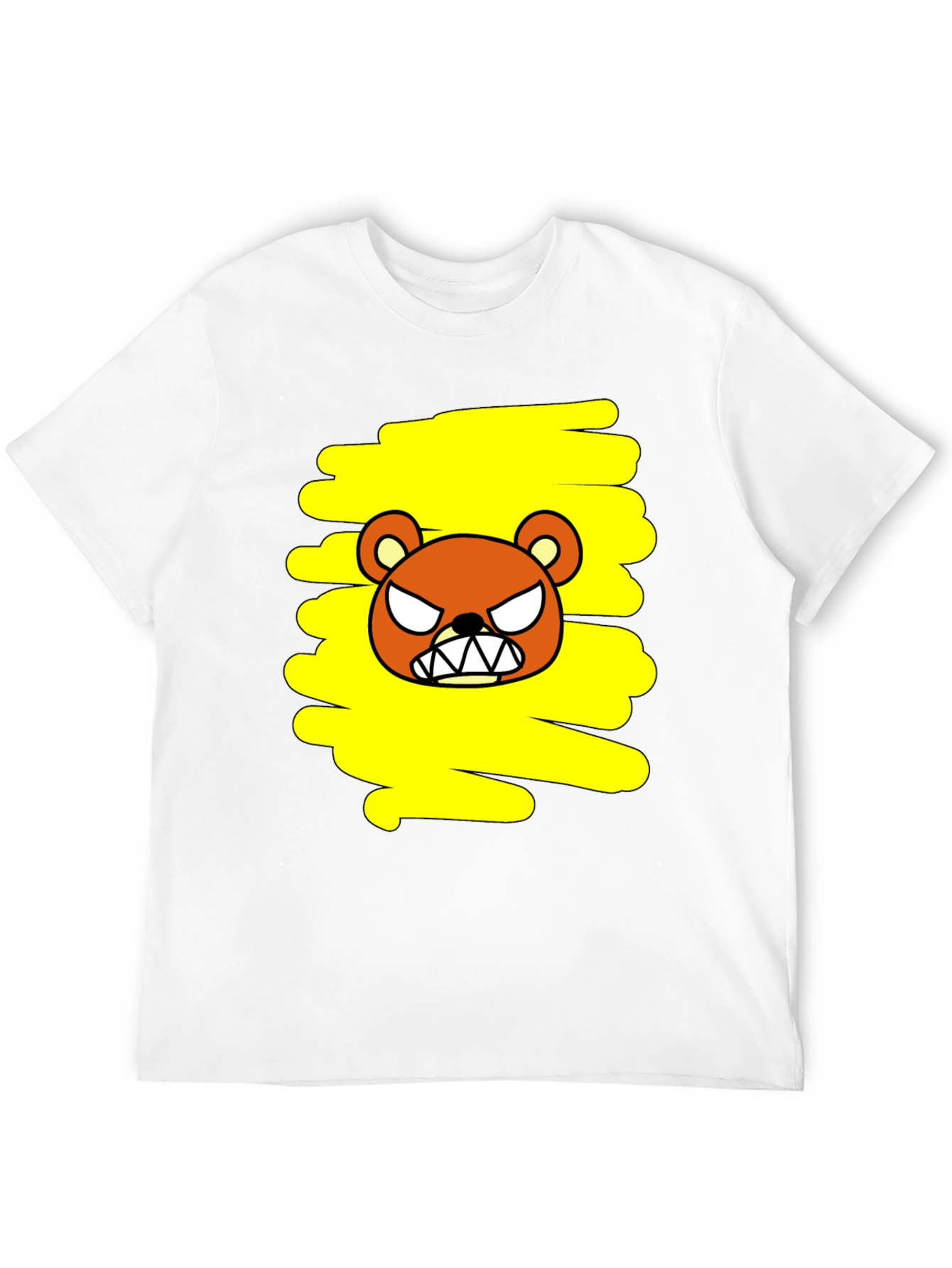 Grumpy Bear Graphic Tee - Black Cotton T-Shirt