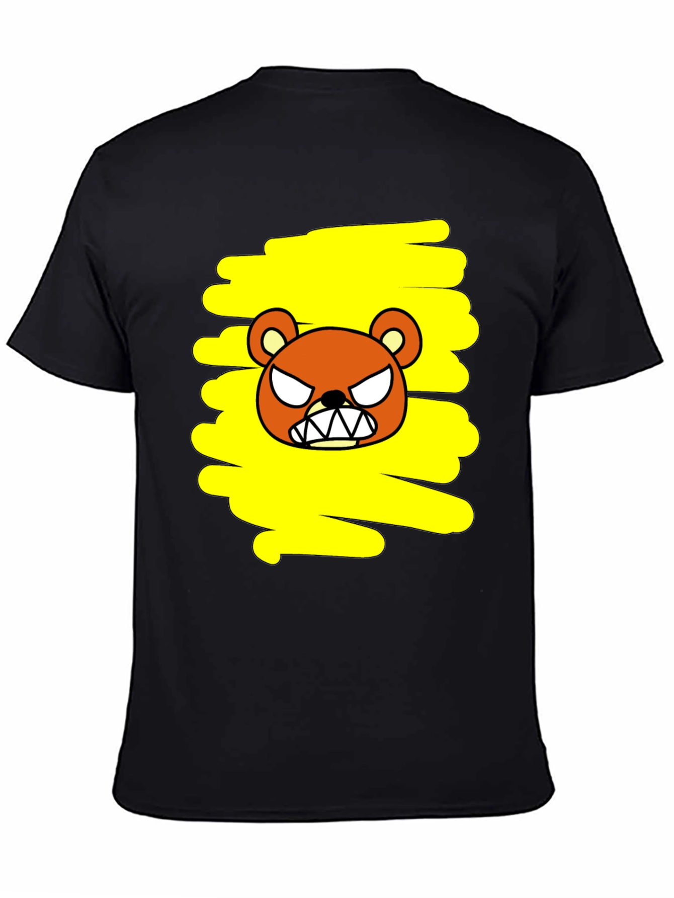 Grumpy Bear Graphic Tee - Black Cotton T-Shirt