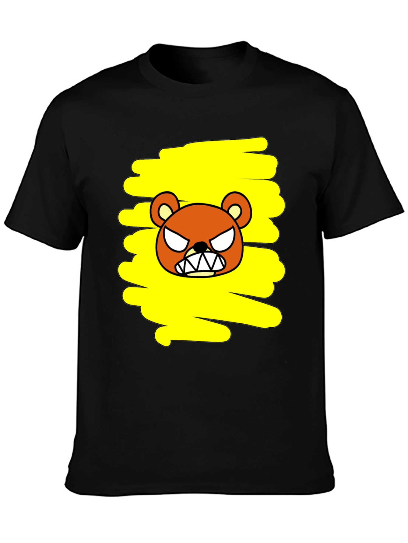 Grumpy Bear Graphic Tee - Black Cotton T-Shirt
