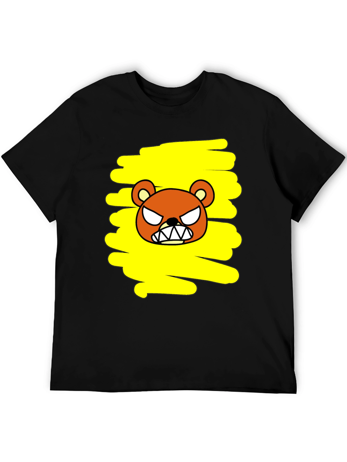 Grumpy Bear Graphic Tee - Black Cotton T-Shirt