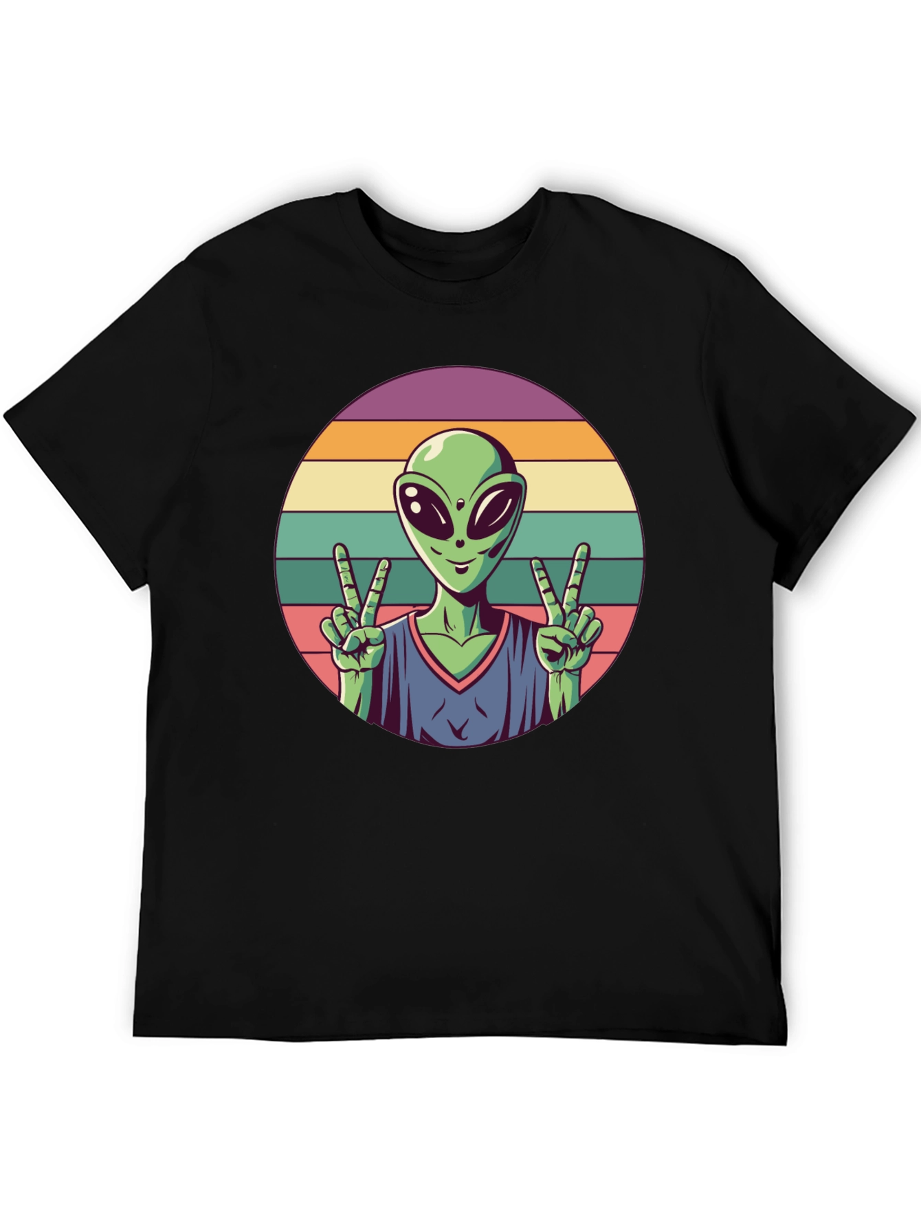 Retro Alien Peace Sign Graphic Tee